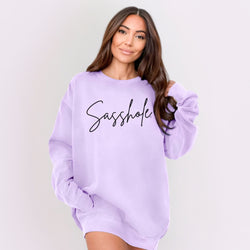 Image of Sasshole® Women’s Relaxed Fit Graphic Sweatshirt – Comfort Colors® Funny Pullover