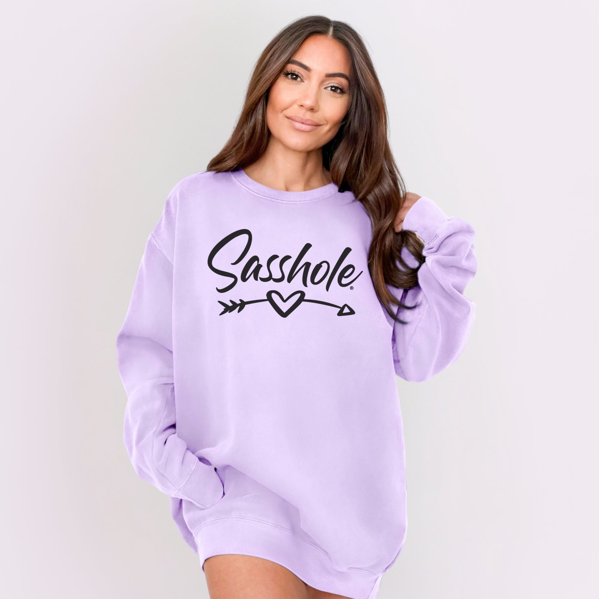 Image of Sasshole® Arrow Sweatshirt – Funny Women’s Comfort Colors® Relaxed Fit Pullover