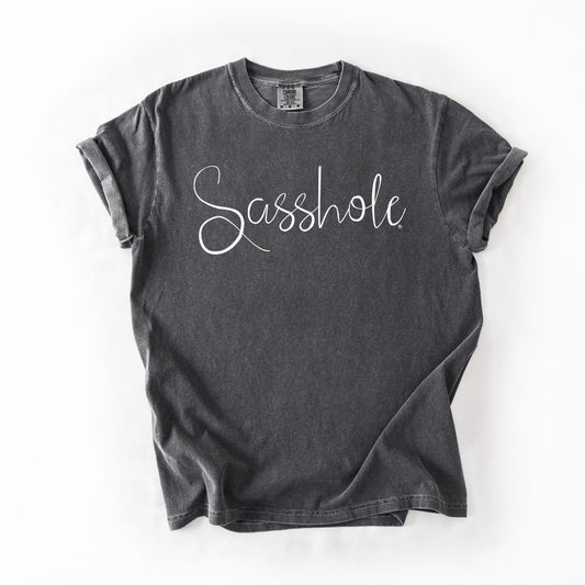 Sasshole® Script T-Shirt – Sassy, Stylish, and Bold Women's Graphic Tee – Comfort Fit Statement Shirt