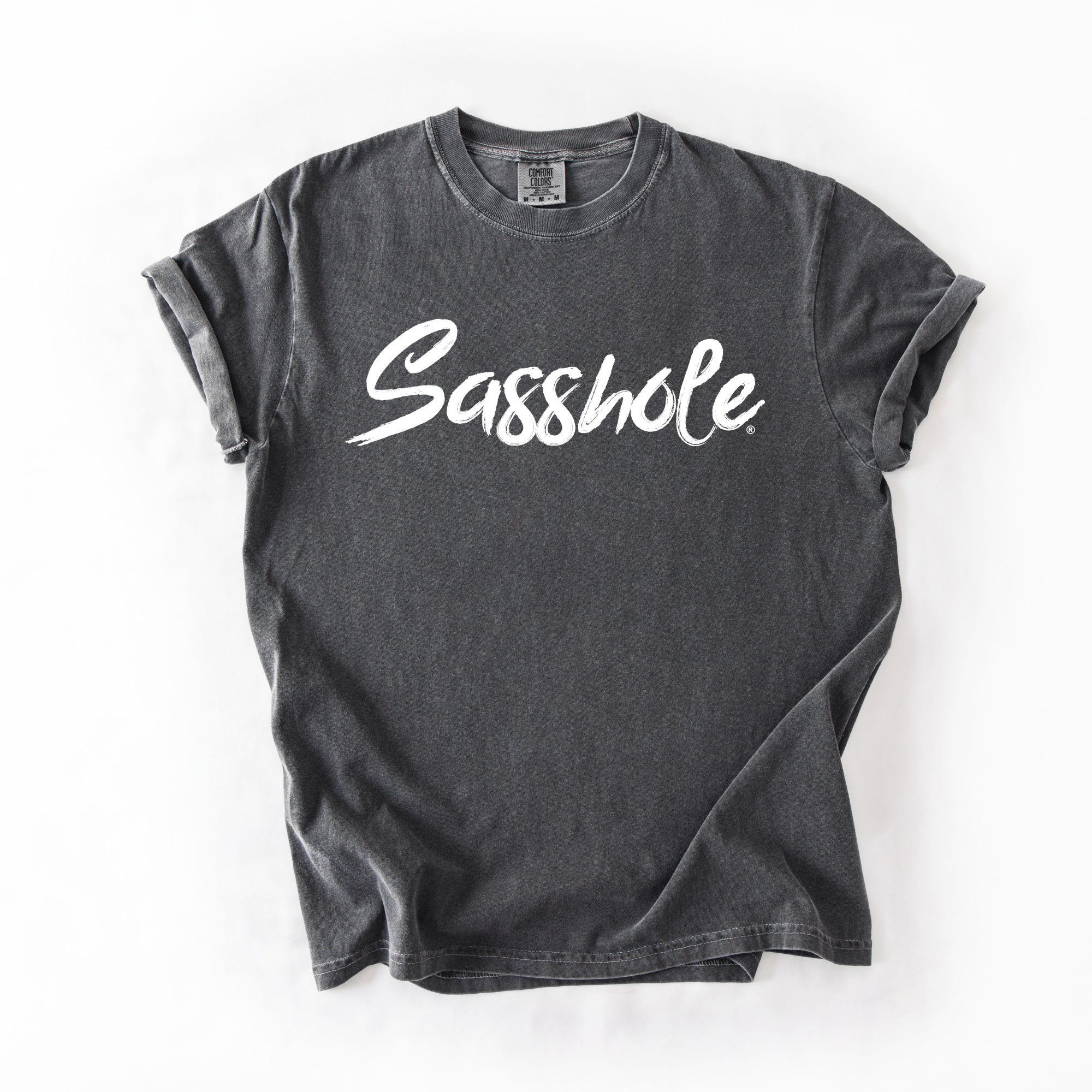 Sasshole® Women’s Comfort Colors® Tee – Bold Logo Funny Graphic T-Shirt, Relaxed Fit Statement Shirt