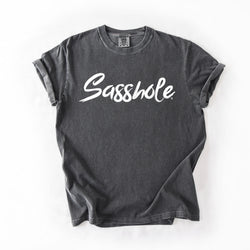 Image of Sasshole® Women’s Comfort Colors® Tee – Bold Logo Funny Graphic T-Shirt, Relaxed Fit Statement Shirt