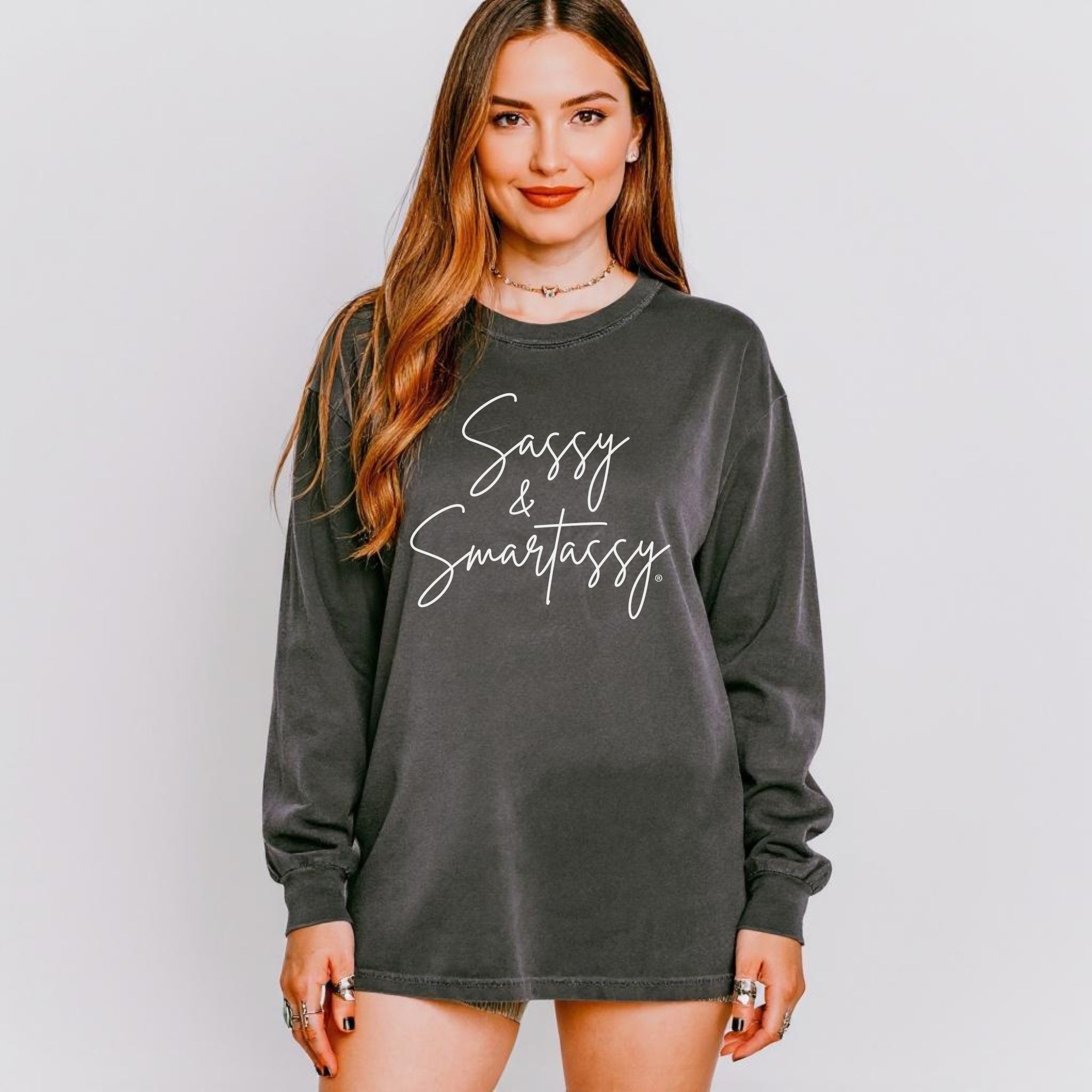 Image of Sassy & Smartassy® Women’s Long Sleeve Comfort Colors® Graphic Tee - Sassy Women's T-shirt