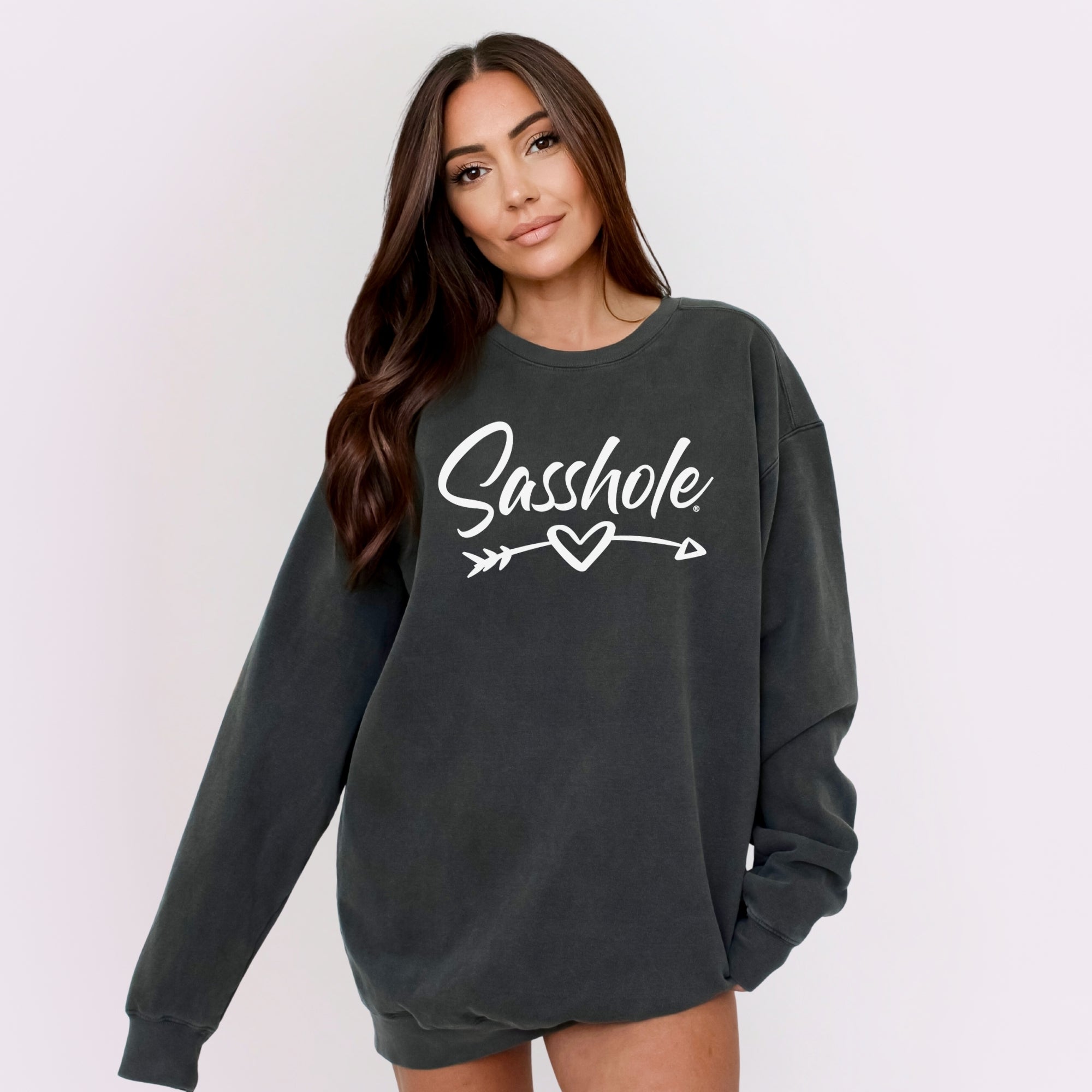 Image of Sasshole® Arrow Sweatshirt – Funny Women’s Comfort Colors® Relaxed Fit Pullover
