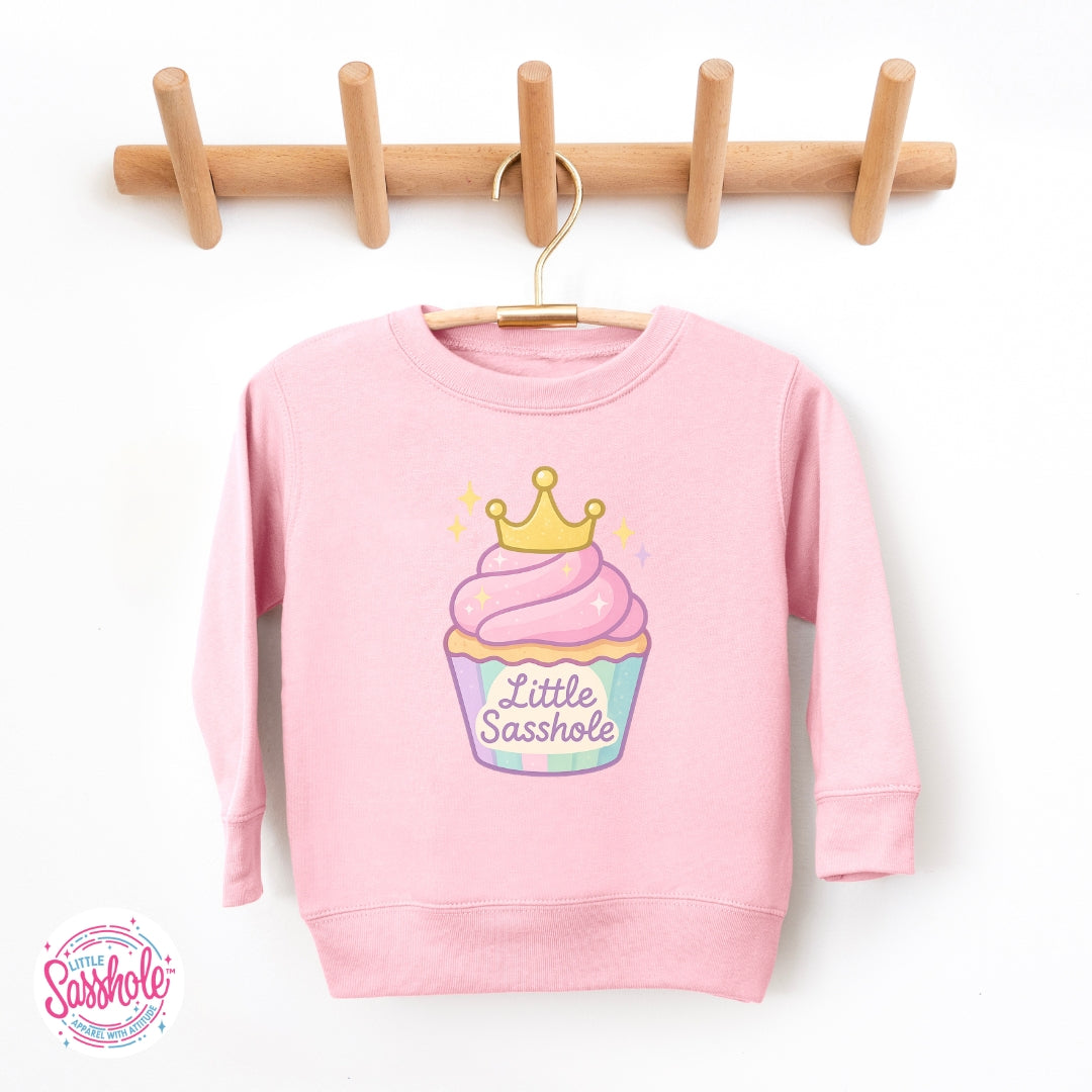 Little Sasshole™ Cupcake Crown Toddler Sweatshirt – Cute, Cozy & Sweet with Sass