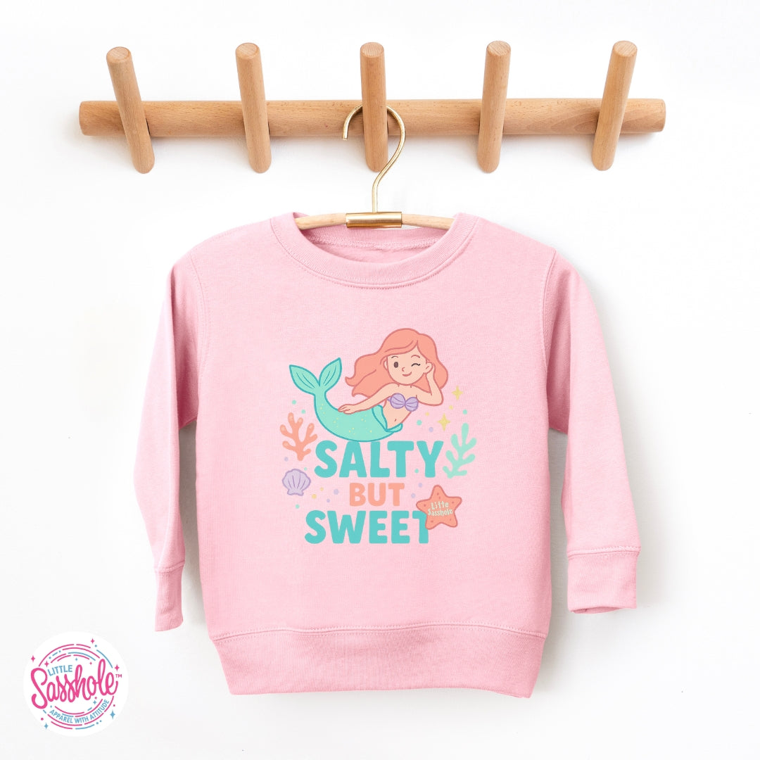 Image of Little Sasshole™ “Salty But Sweet” Toddler Mermaid Sweatshirt – Cute, Cozy & Full of Personality
