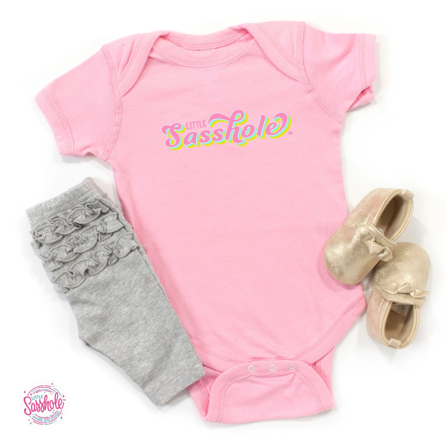 funny pink baby bodysuit