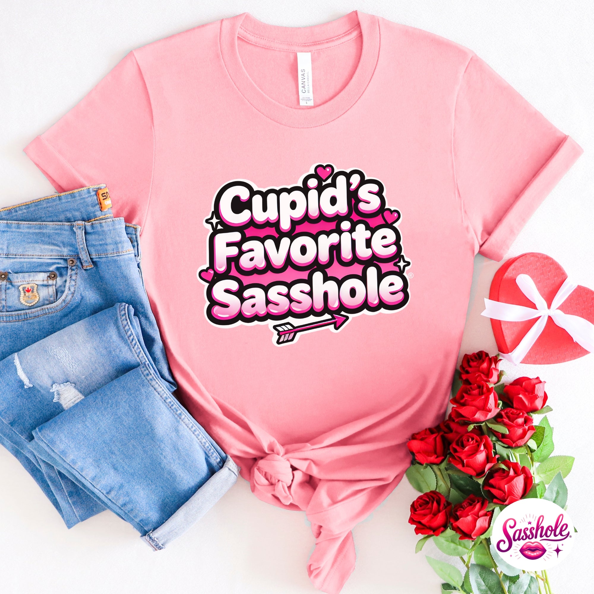 Image of Funny Valentine T-Shirt – Cupid’s Favorite Sasshole® Women’s Tee