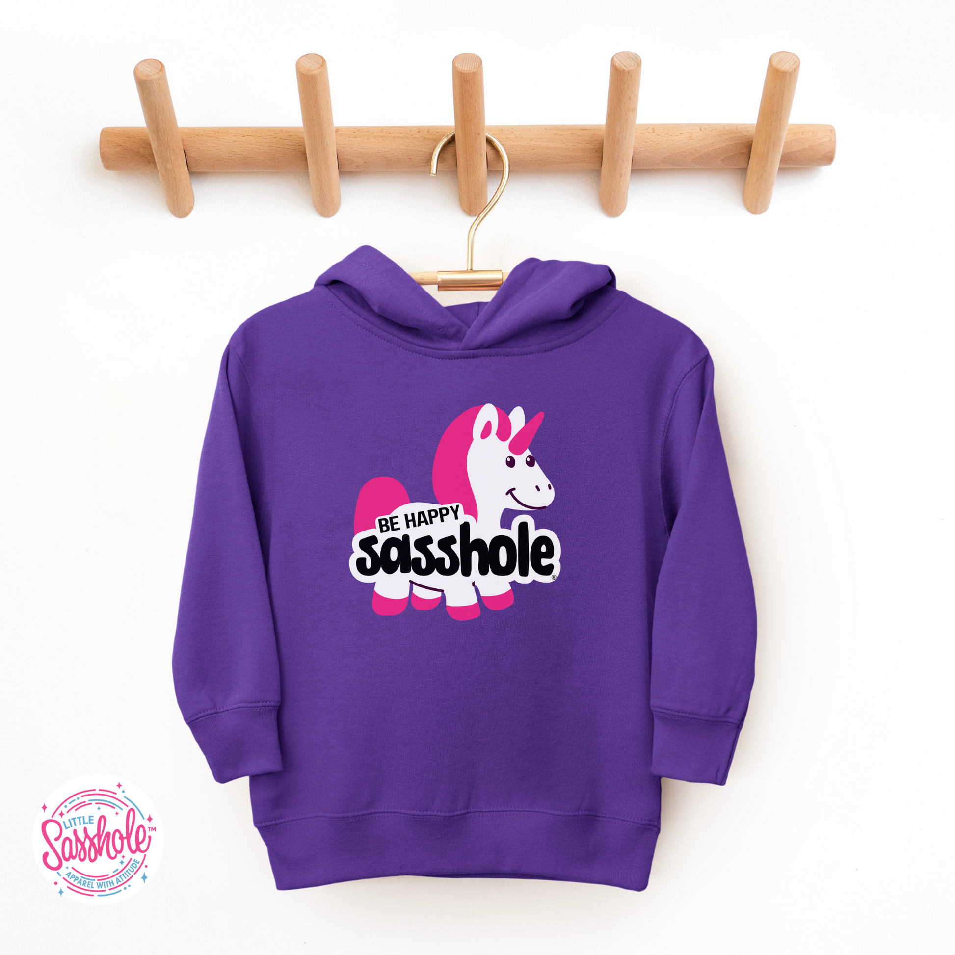 Be Happy Sasshole Purple Toddler Hoodies