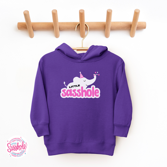 Little Sasshole Purple Elephant Girls Toddler Hoodies