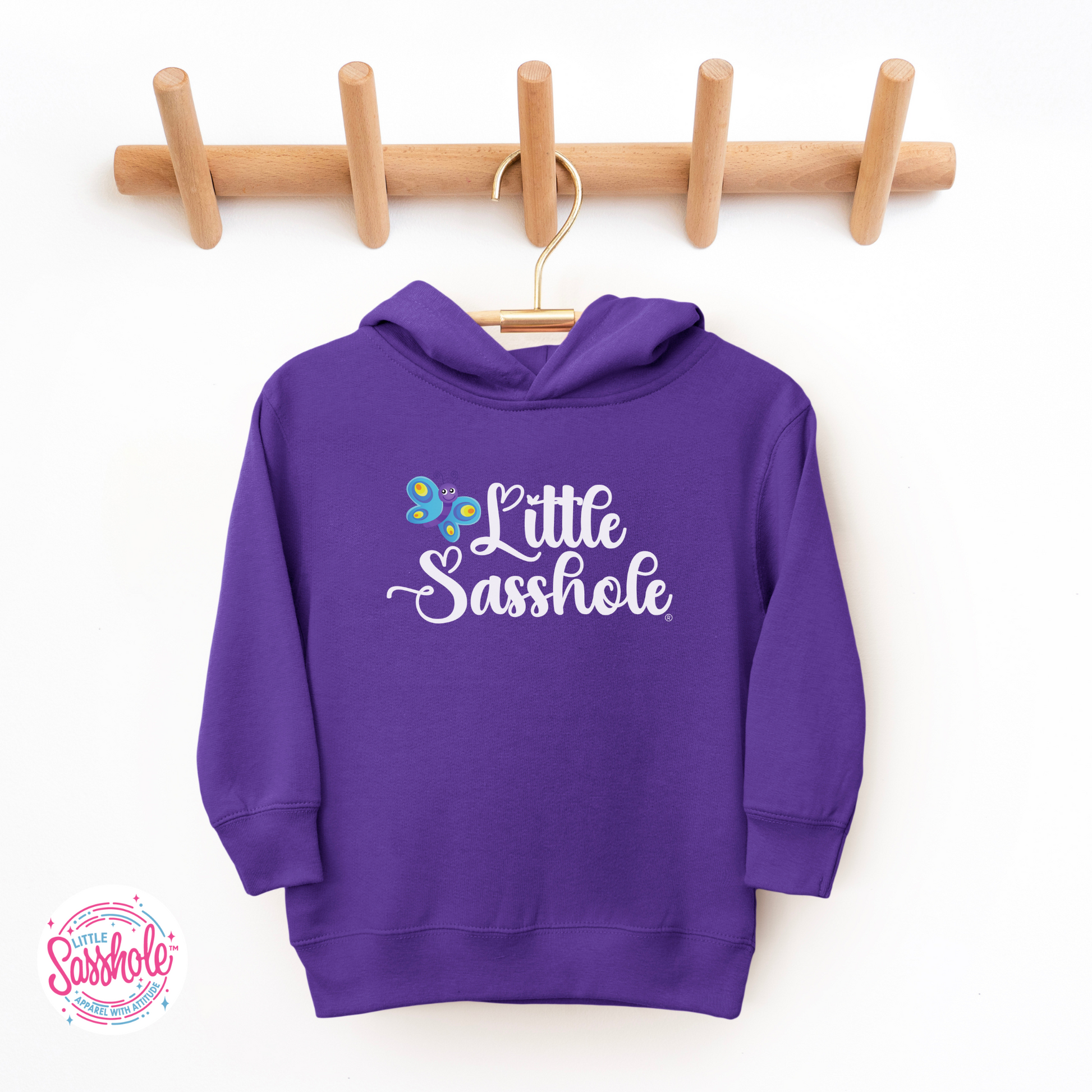 Little Sasshole Butterfly Purple Toddler Hoodies