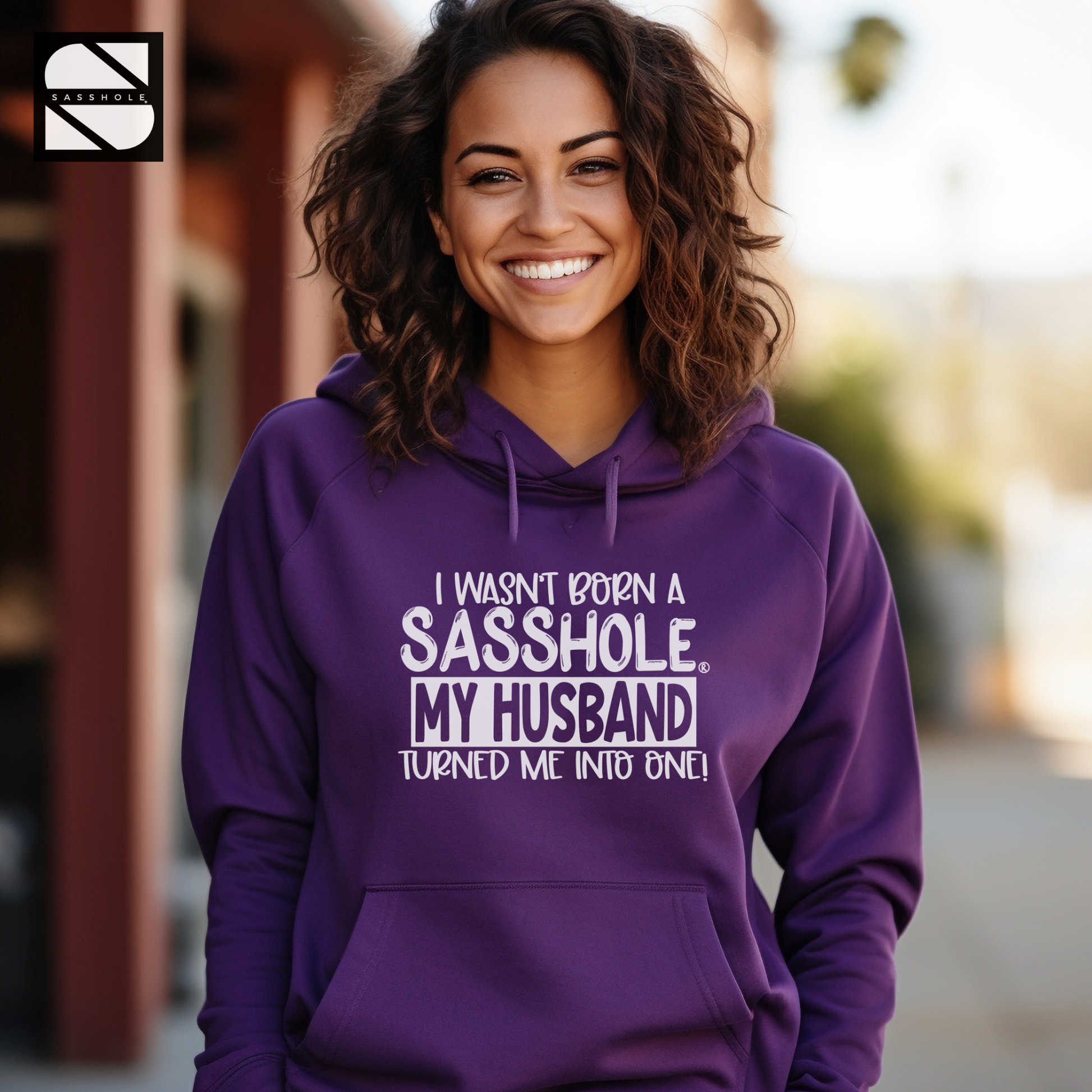 women's funny purple hoodie