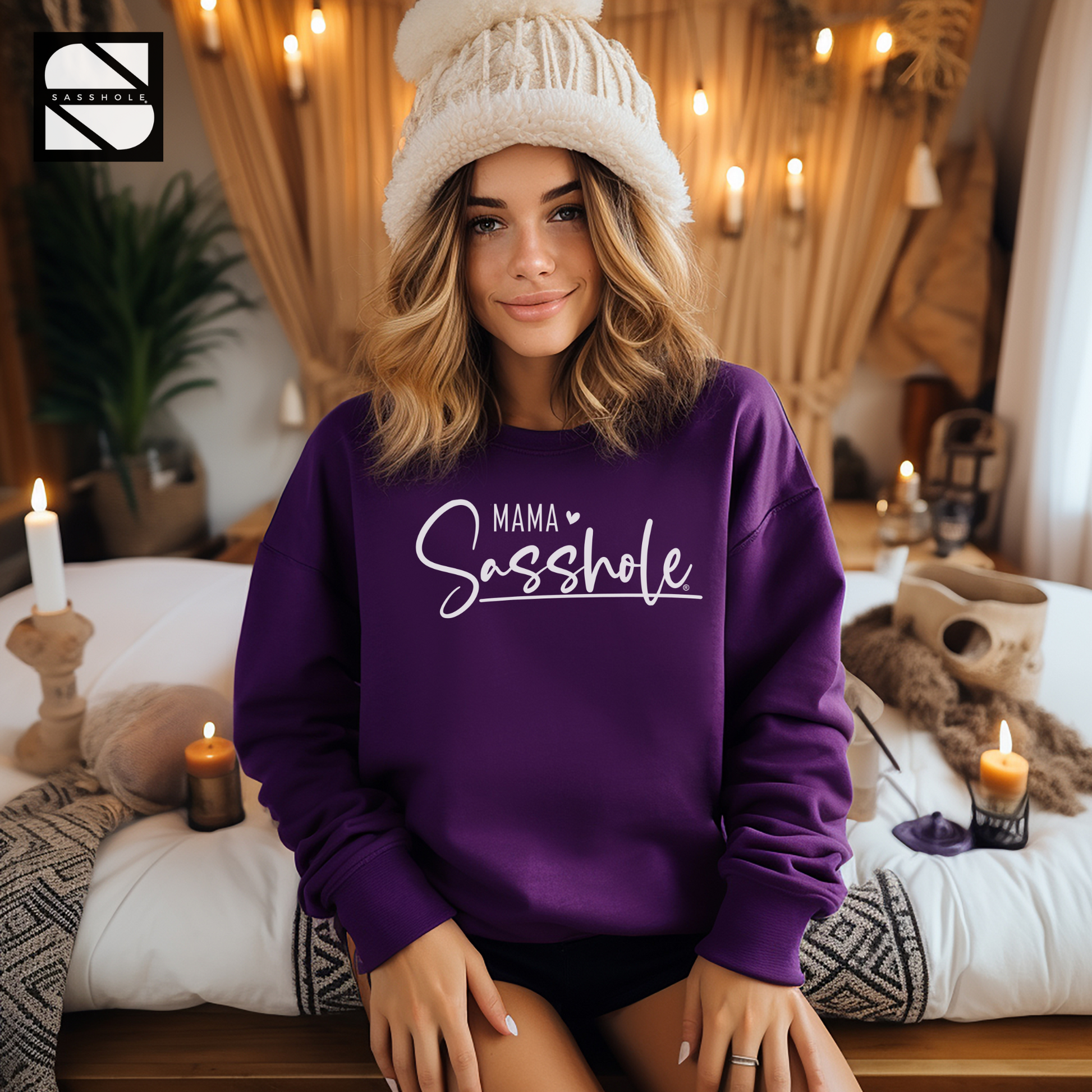 women's purple graphic sweatshirt