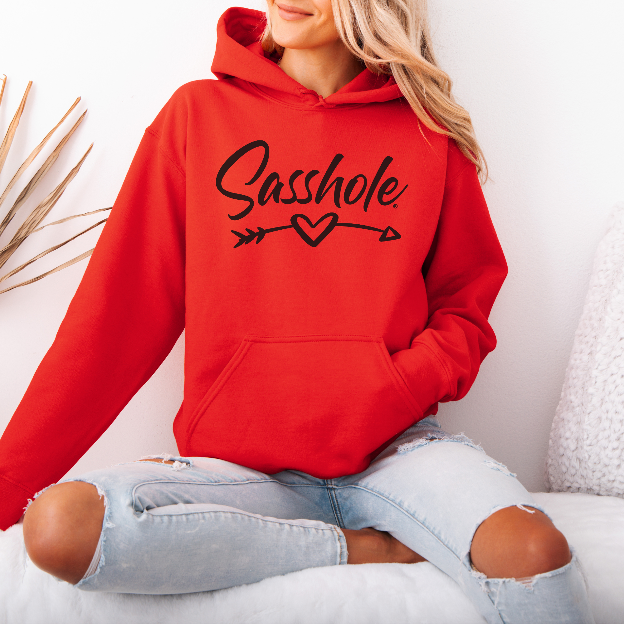 Image of Sasshole® Women’s Hoodie – Heart & Arrow Bold Graphic Pullover