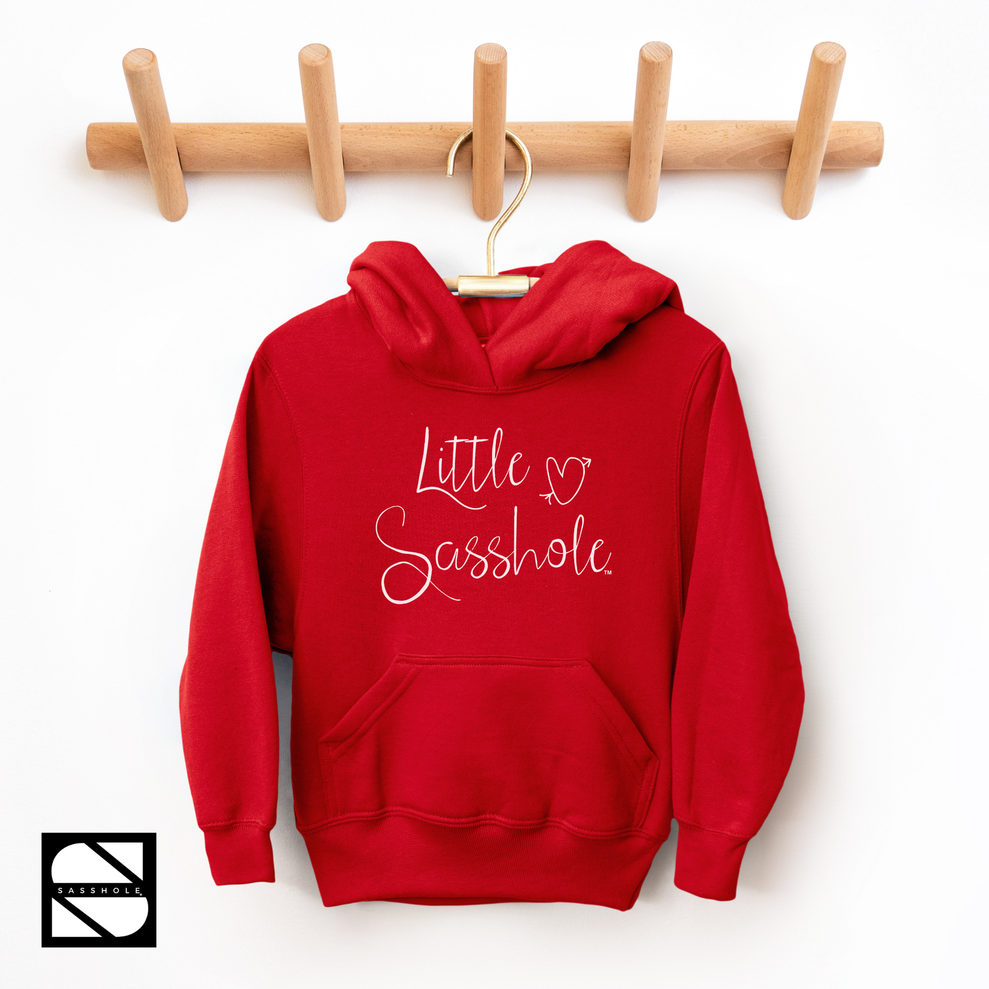 girls hoodie little sasshole red