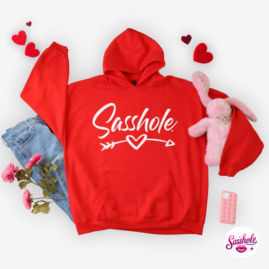Funny Valentine Hoodie – Sasshole® Heart Arrow Women’s Hoodie