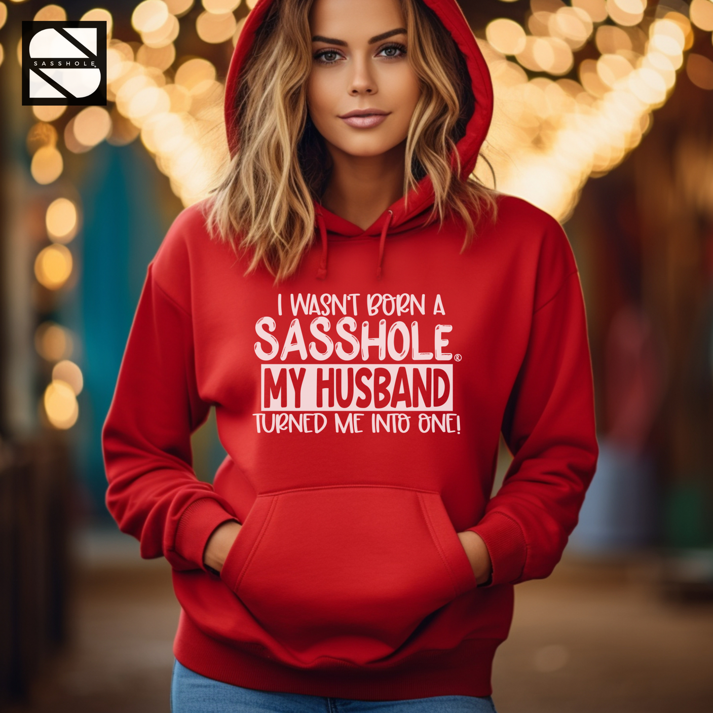 women's funny red hoodie