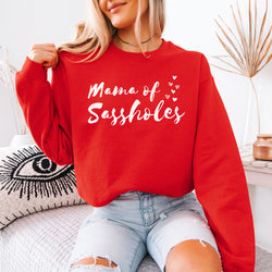Image of Mama of Sassholes® Women’s Classic Fit Sweatshirt – Funny Mom Graphic Pullover