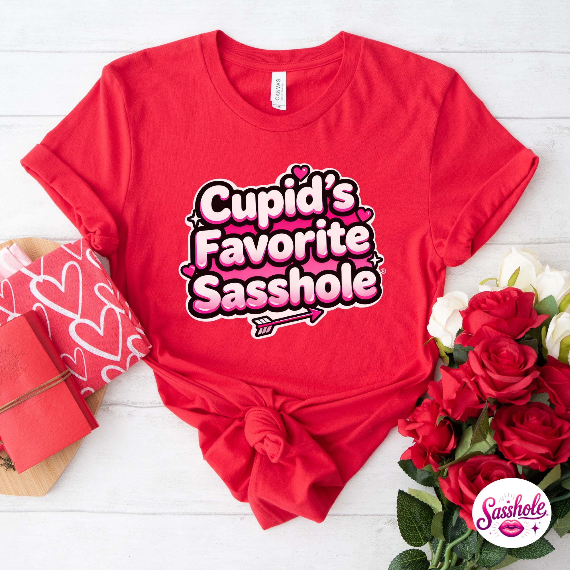 Image of Funny Valentine T-Shirt – Cupid’s Favorite Sasshole® Women’s Tee
