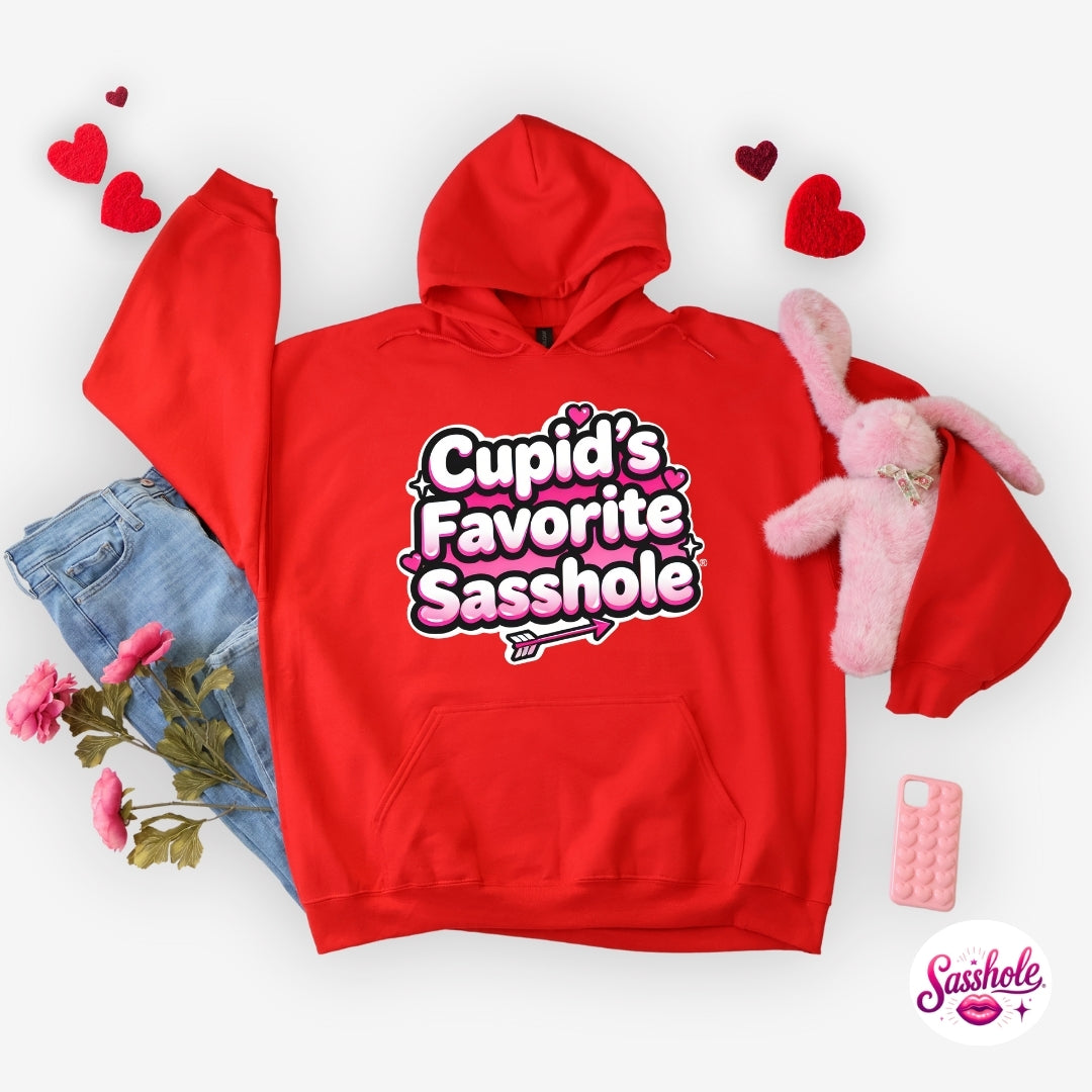 Funny Valentine Hoodie – Cupid’s Favorite Sasshole® Women’s Hoodie