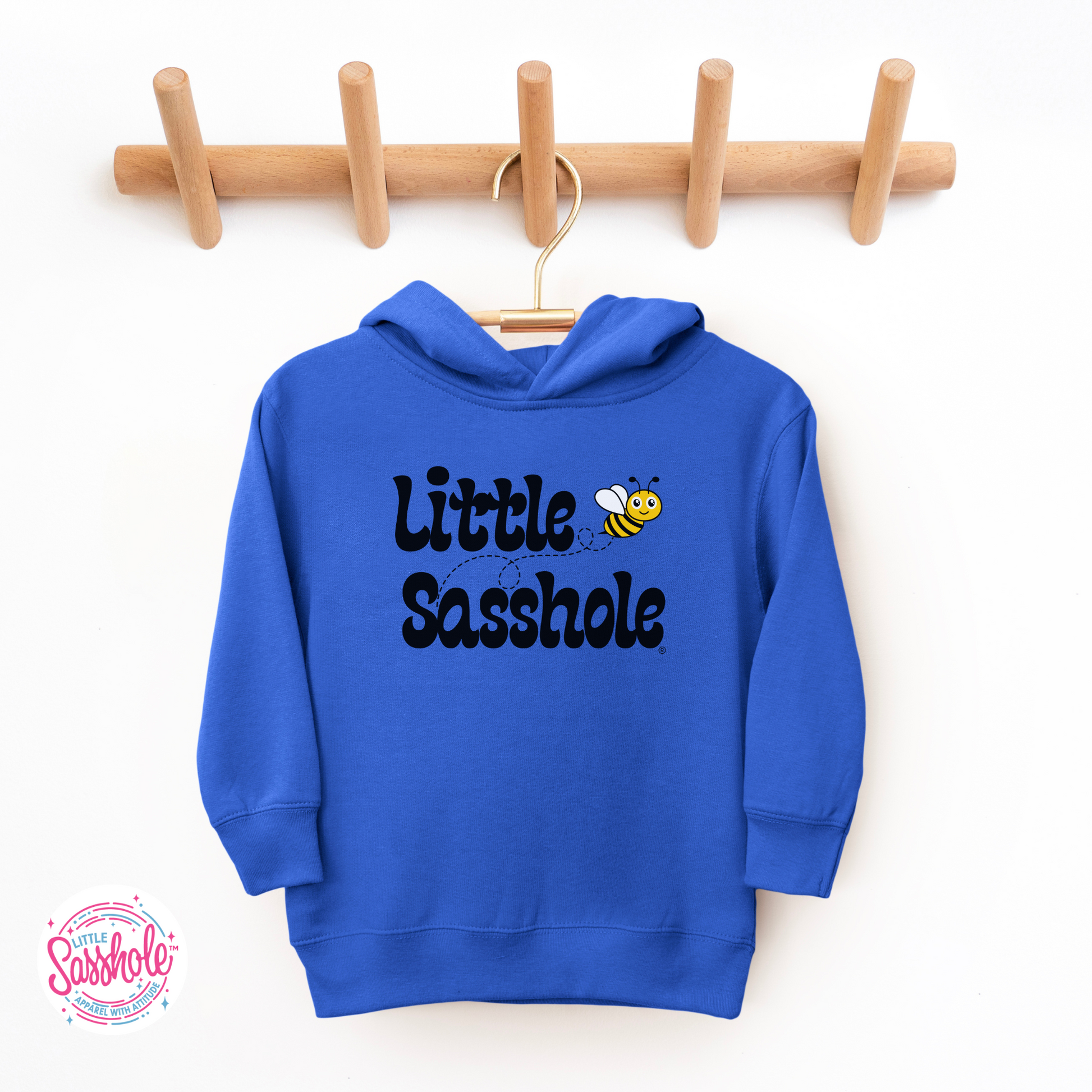 Little Sasshole Bumble Bee Royal Blue Toddler Hoodies
