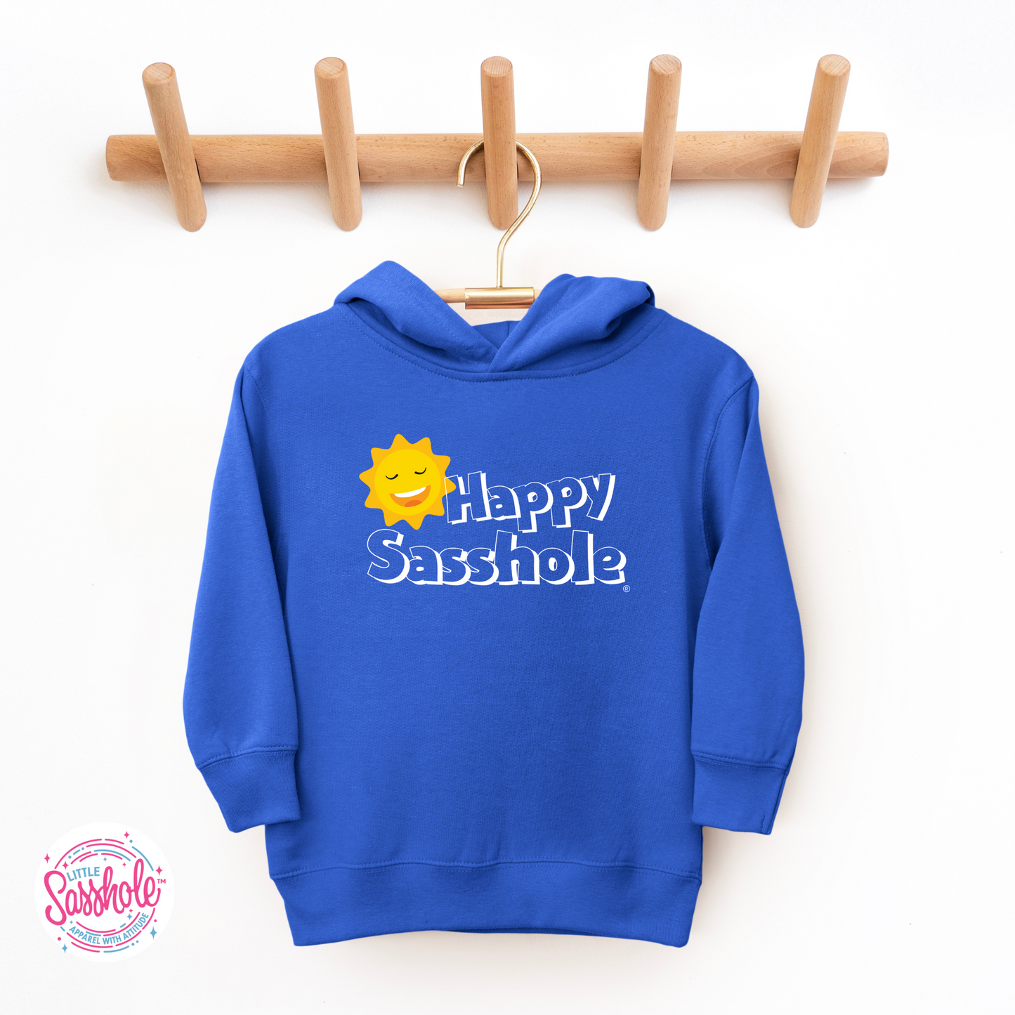 Happy Sasshole Royal Blue Toddler Hoodies