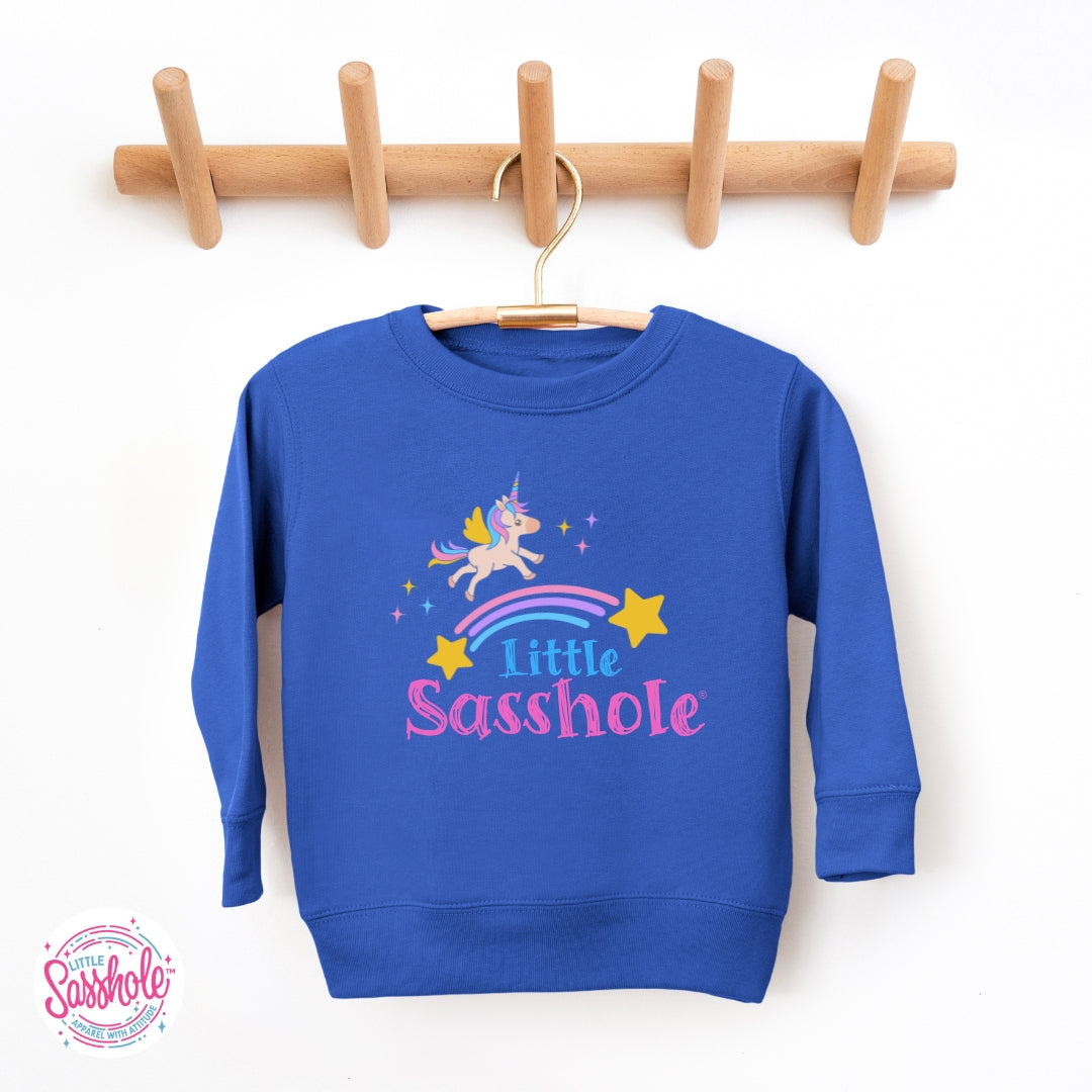 Image of Little Sasshole™ Unicorn Rainbow Toddler Sweatshirt – Cute, Cozy & Full of Sparkle Attitude