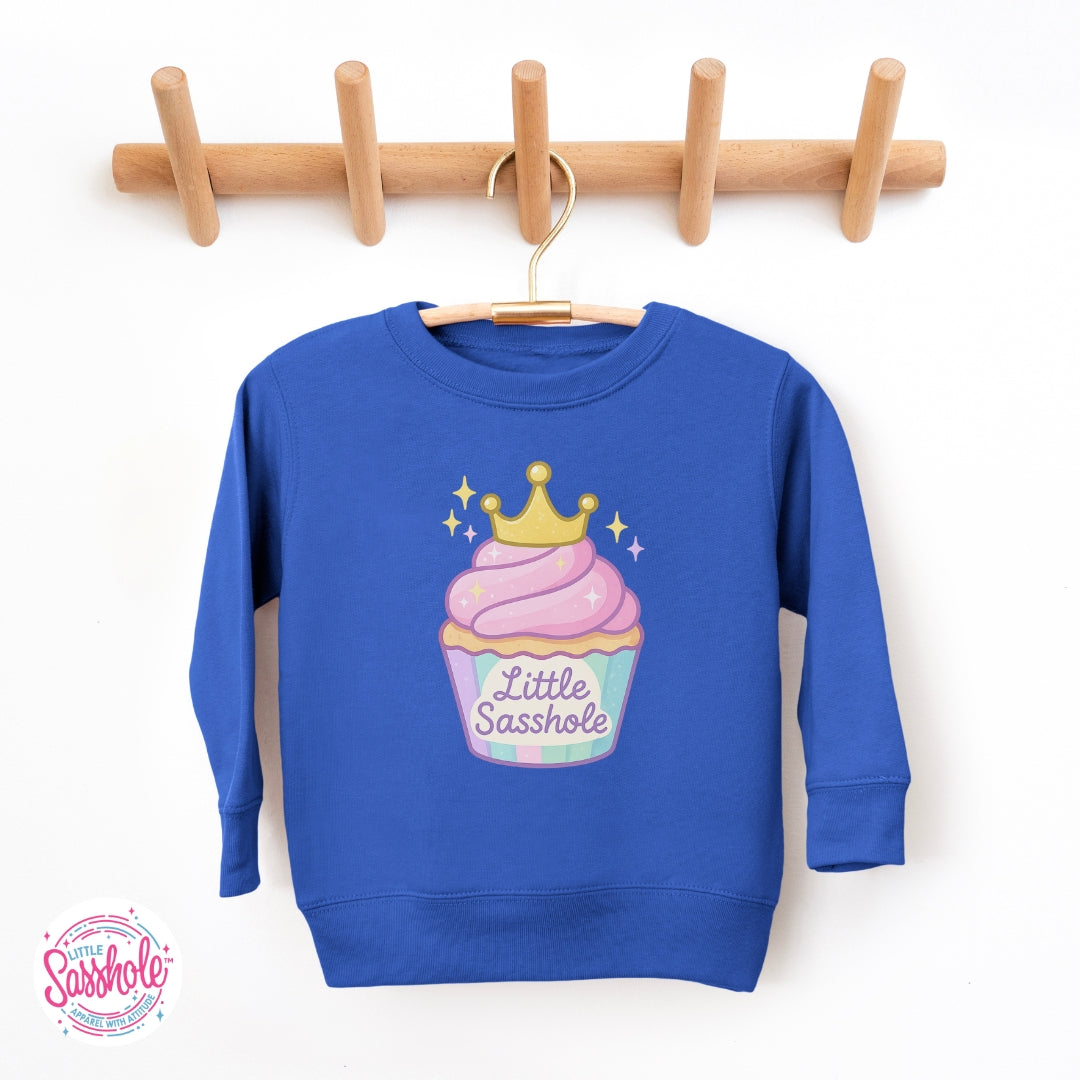 Image of Little Sasshole™ Cupcake Crown Toddler Sweatshirt – Cute, Cozy & Sweet with Sass