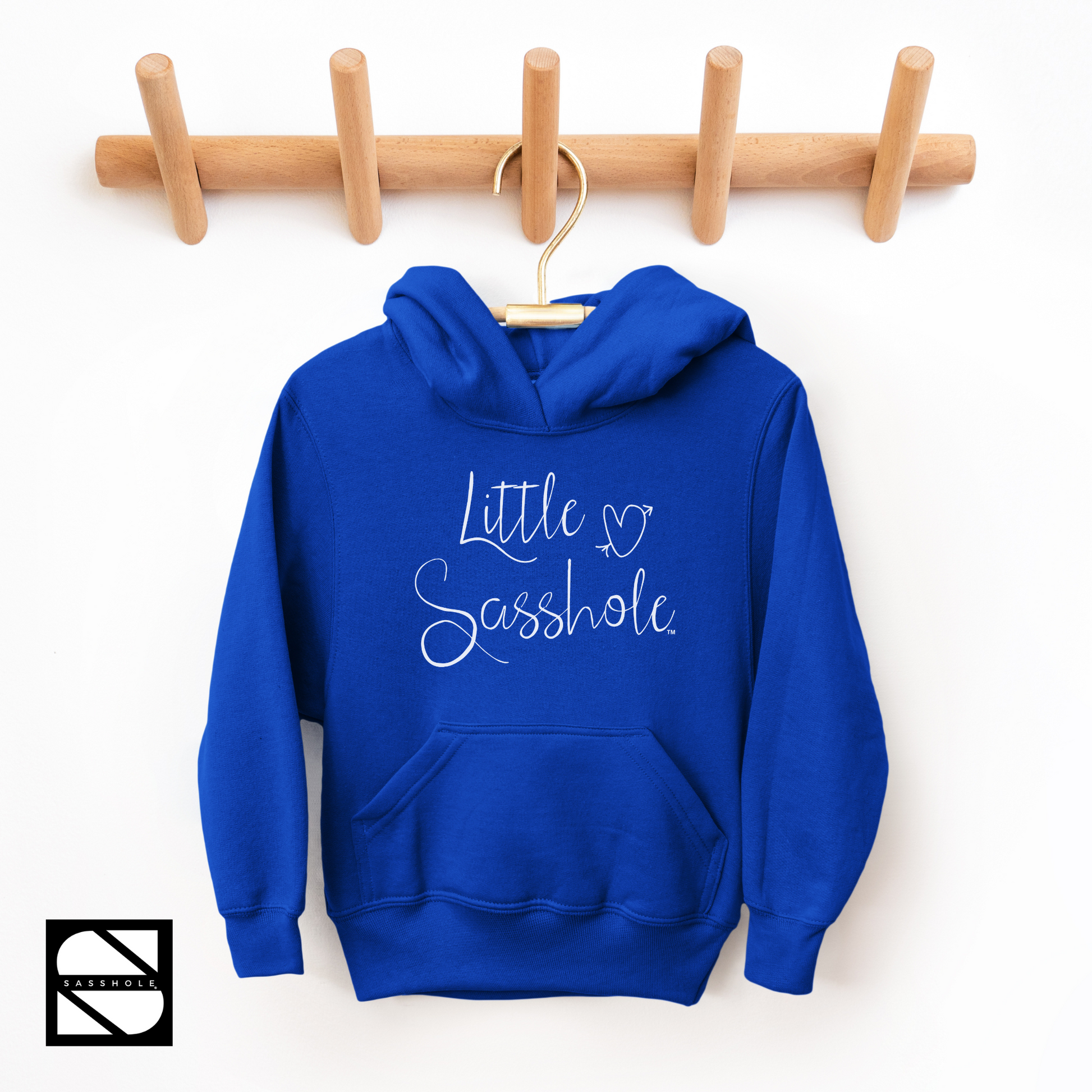 girls hoodie little sasshole royal blue