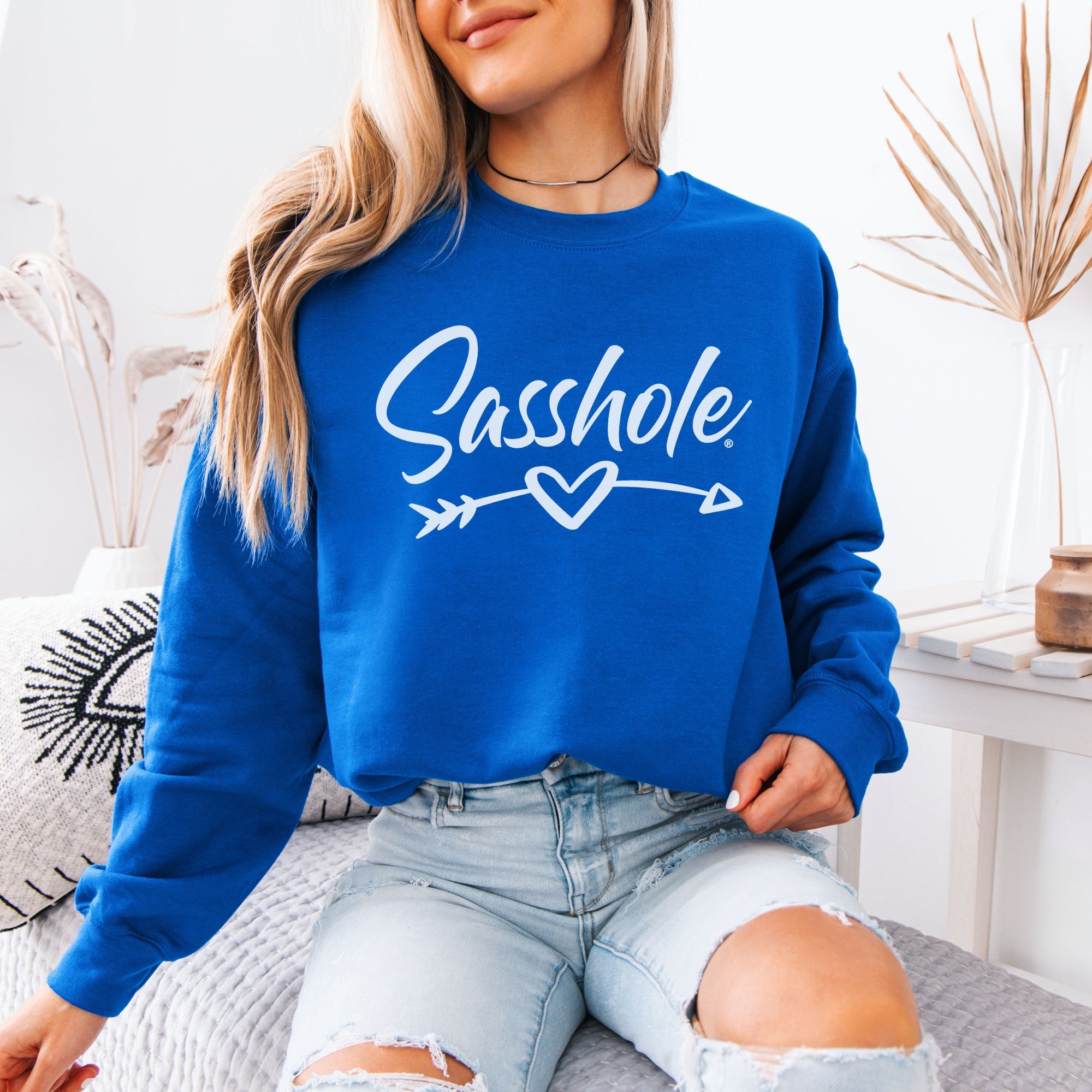 Image of Sasshole® Women’s Graphic Sweatshirt – Heart & Arrow Design | Bold, Cozy & Unapologetic