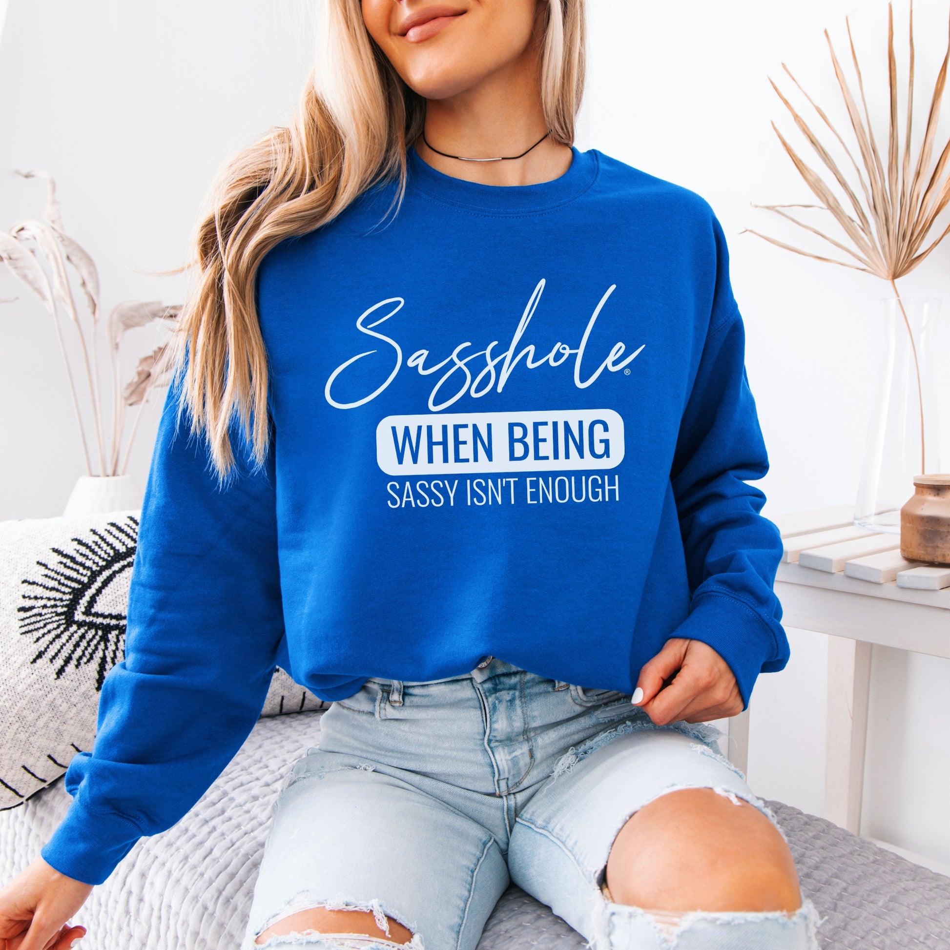 When Being Sassy Isn’t Enough Women’s Classic Fit Sweatshirt – Funny Graphic Pullover by Sasshole®