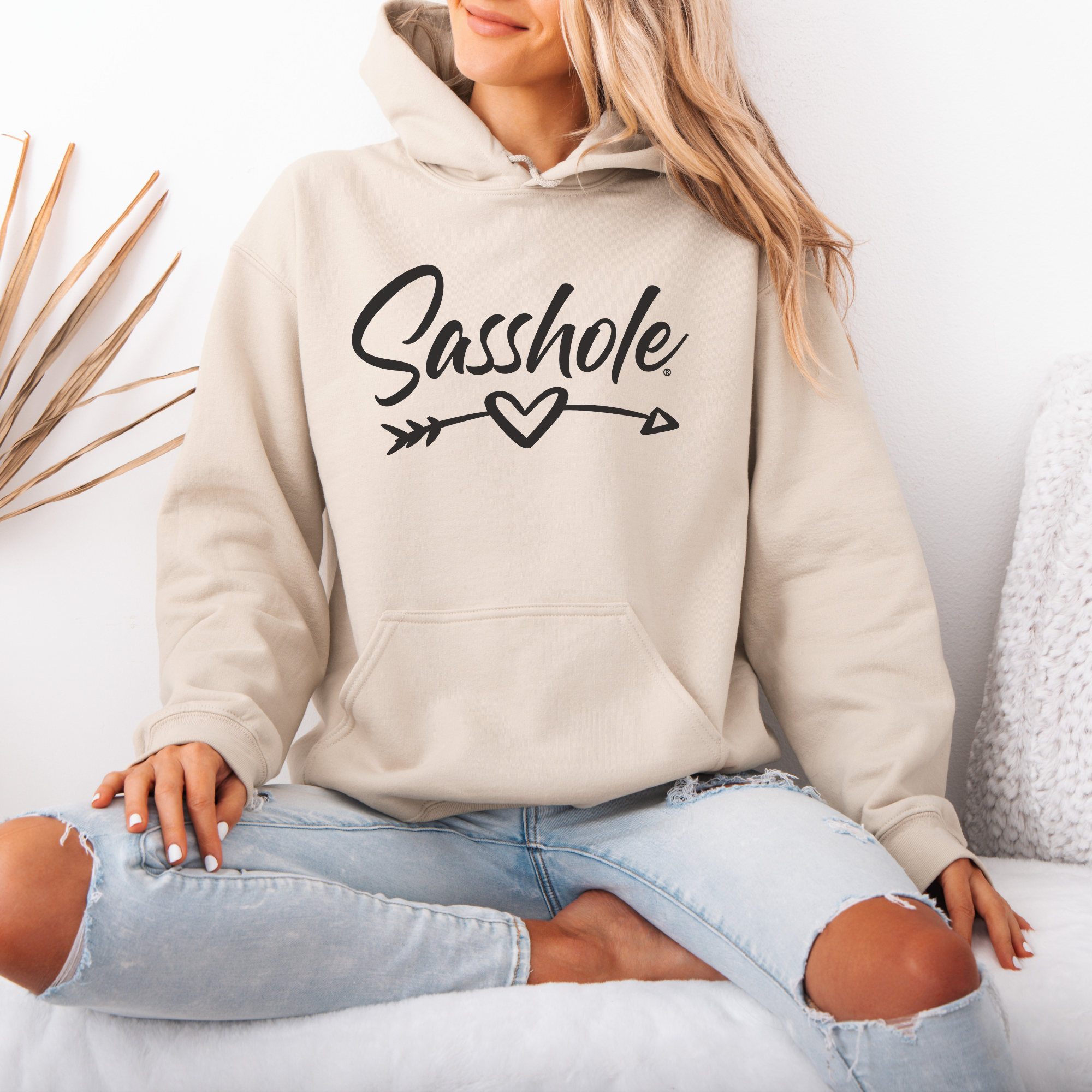 Sasshole® Women’s Hoodie – Heart & Arrow Bold Graphic Pullover