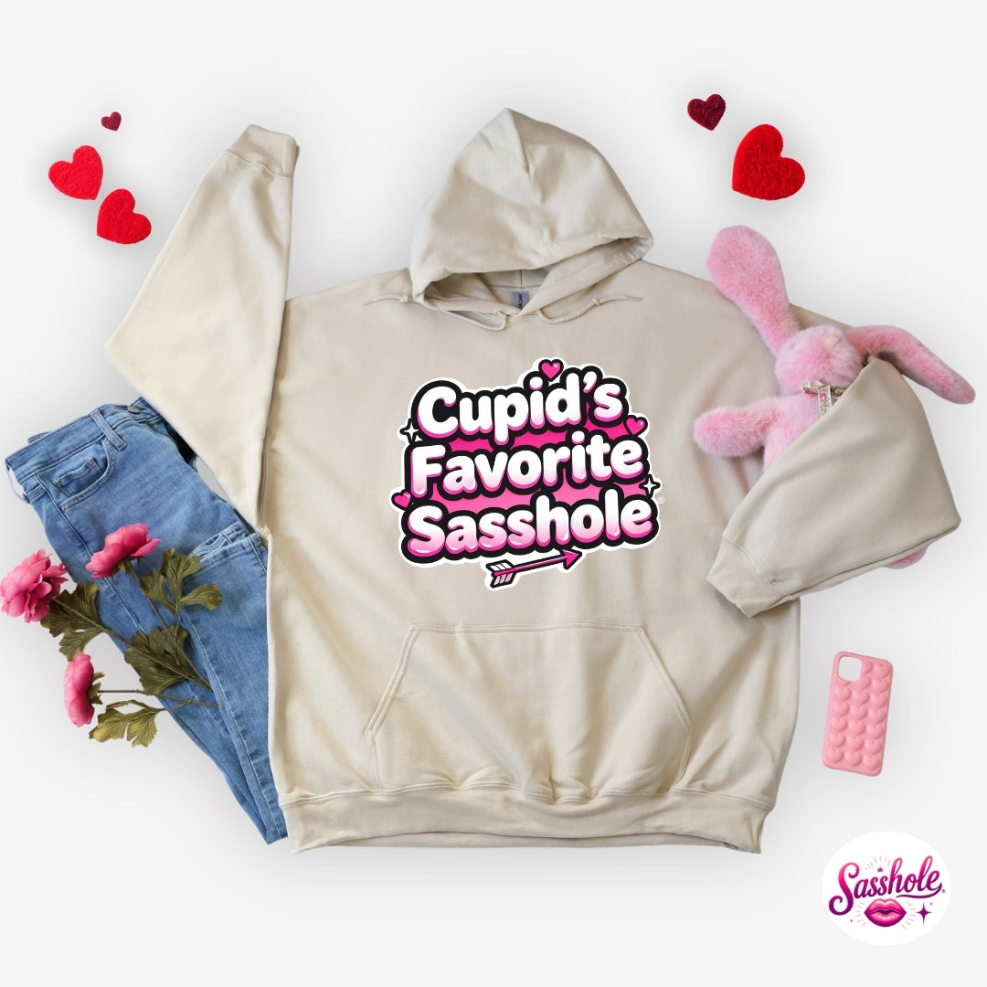 Image of Funny Valentine Hoodie – Cupid’s Favorite Sasshole® Women’s Hoodie