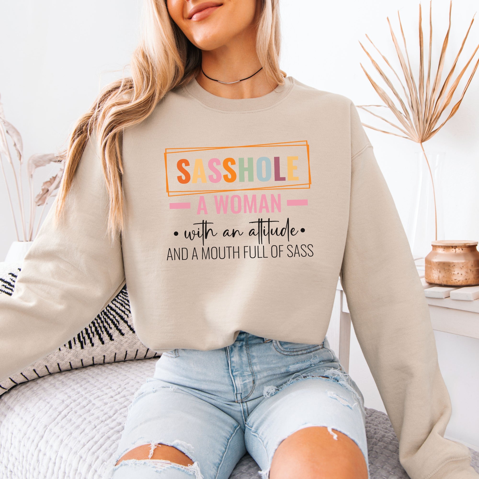 Image of Funny Graphic Women’s Classic Fit Sweatshirt – Attitude & Sass Pullover by Sasshole®