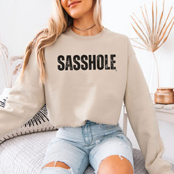 Image of Funny Women’s Classic Fit Graphic Sweatshirt – Bold Sasshole® Logo Pullover
