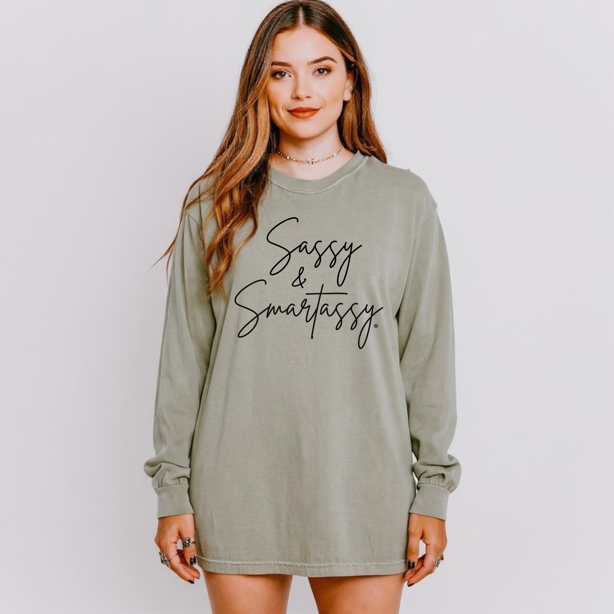 Image of Sassy & Smartassy® Women’s Long Sleeve Comfort Colors® Graphic Tee - Sassy Women's T-shirt