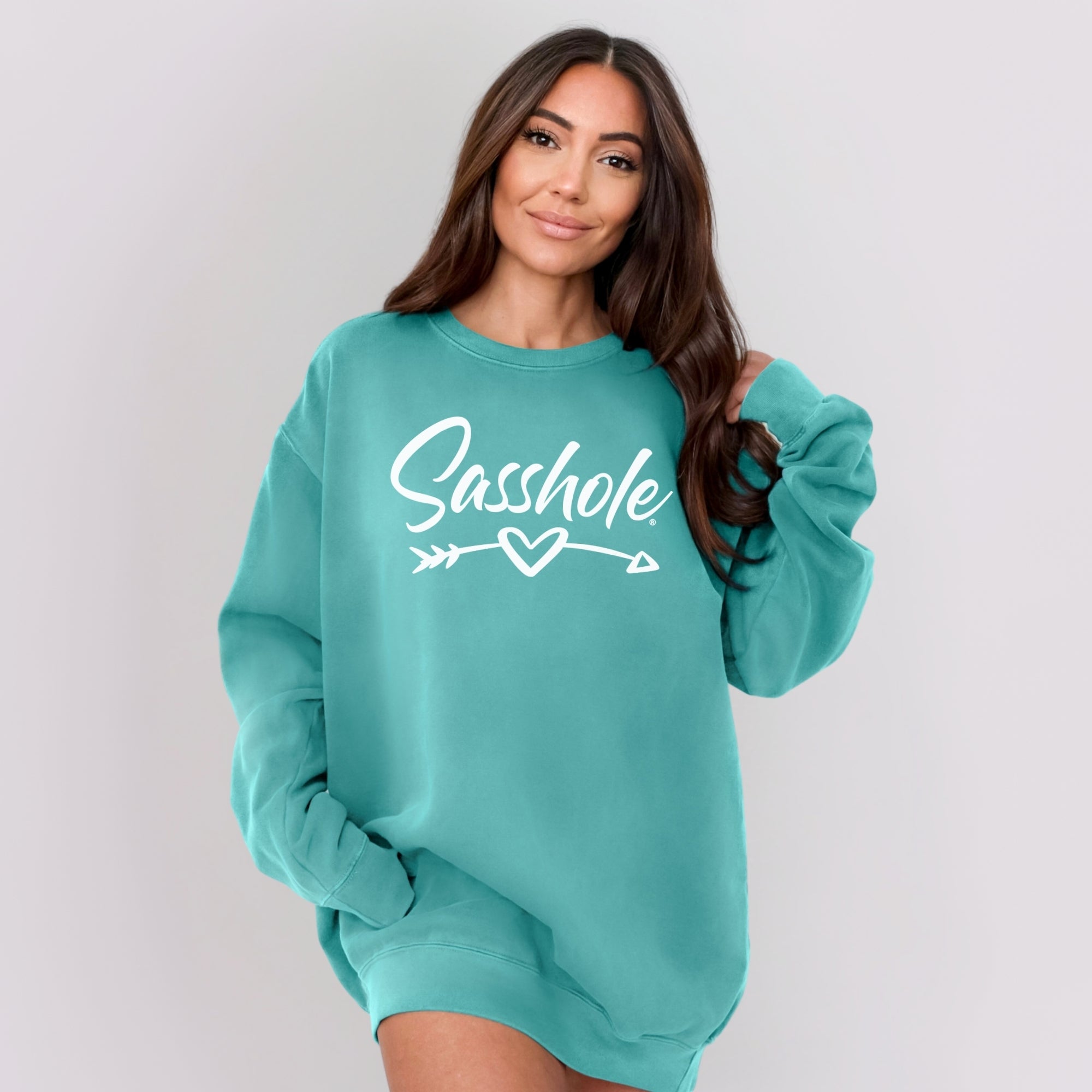 Image of Sasshole® Arrow Sweatshirt – Funny Women’s Comfort Colors® Relaxed Fit Pullover