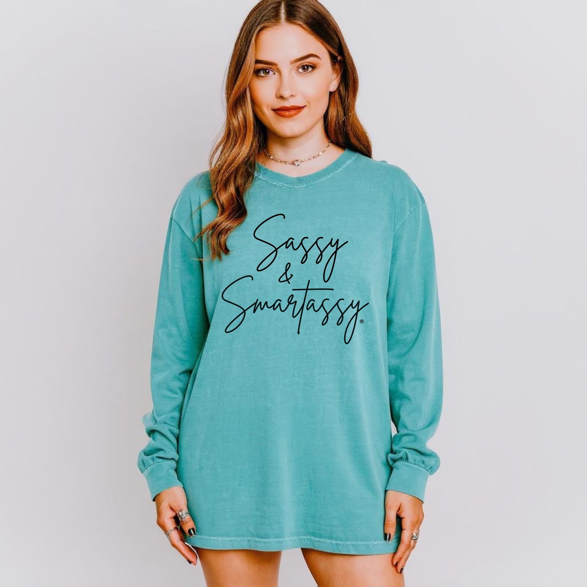 Image of Sassy & Smartassy® Women’s Long Sleeve Comfort Colors® Graphic Tee - Sassy Women's T-shirt