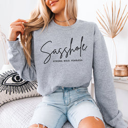 Image of Strong Bold Fearless Women’s Classic Fit Sweatshirt – Funny Graphic Fleece Pullover by Sasshole®