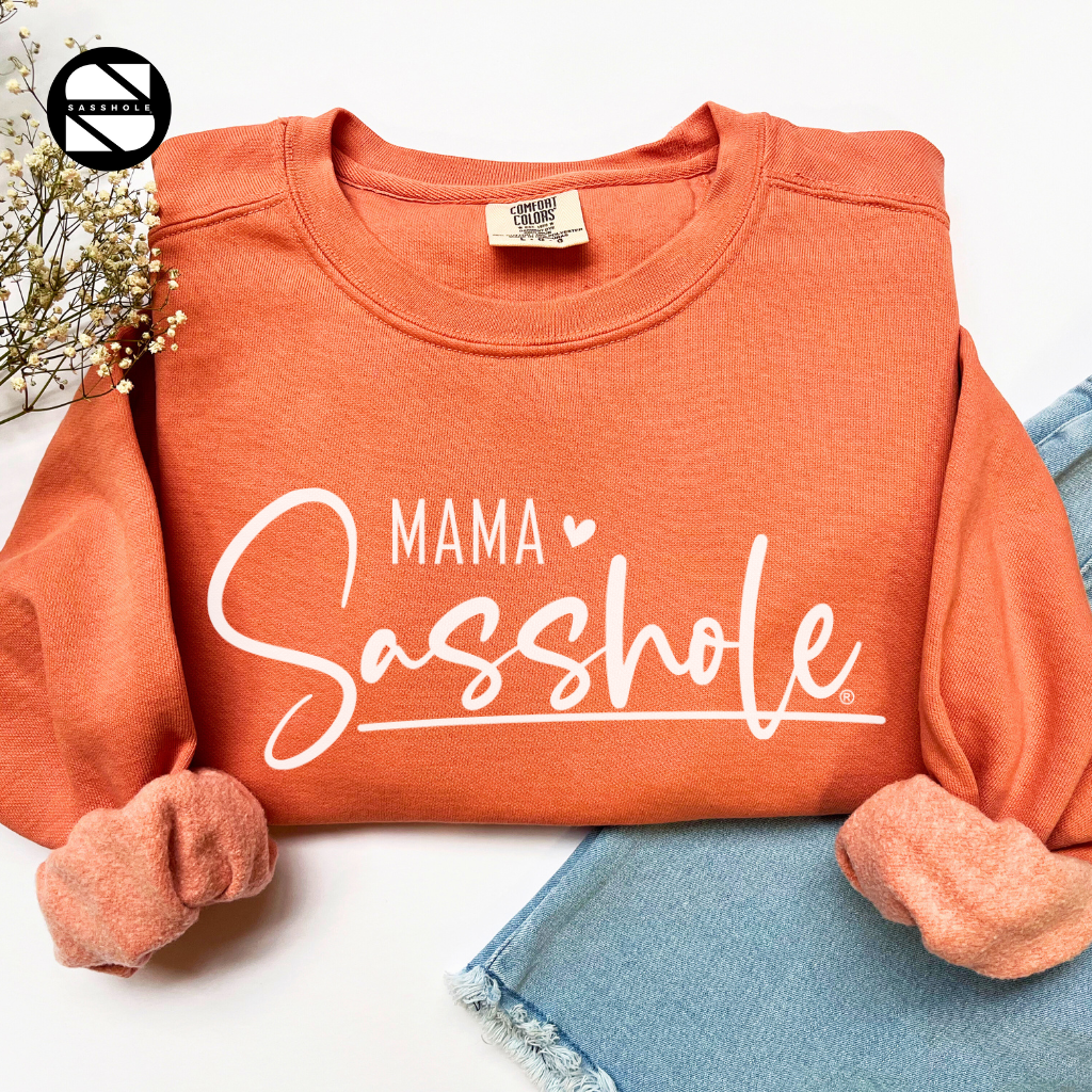 women's mama sasshole terracotta cozy garment-dyed sweatshirt