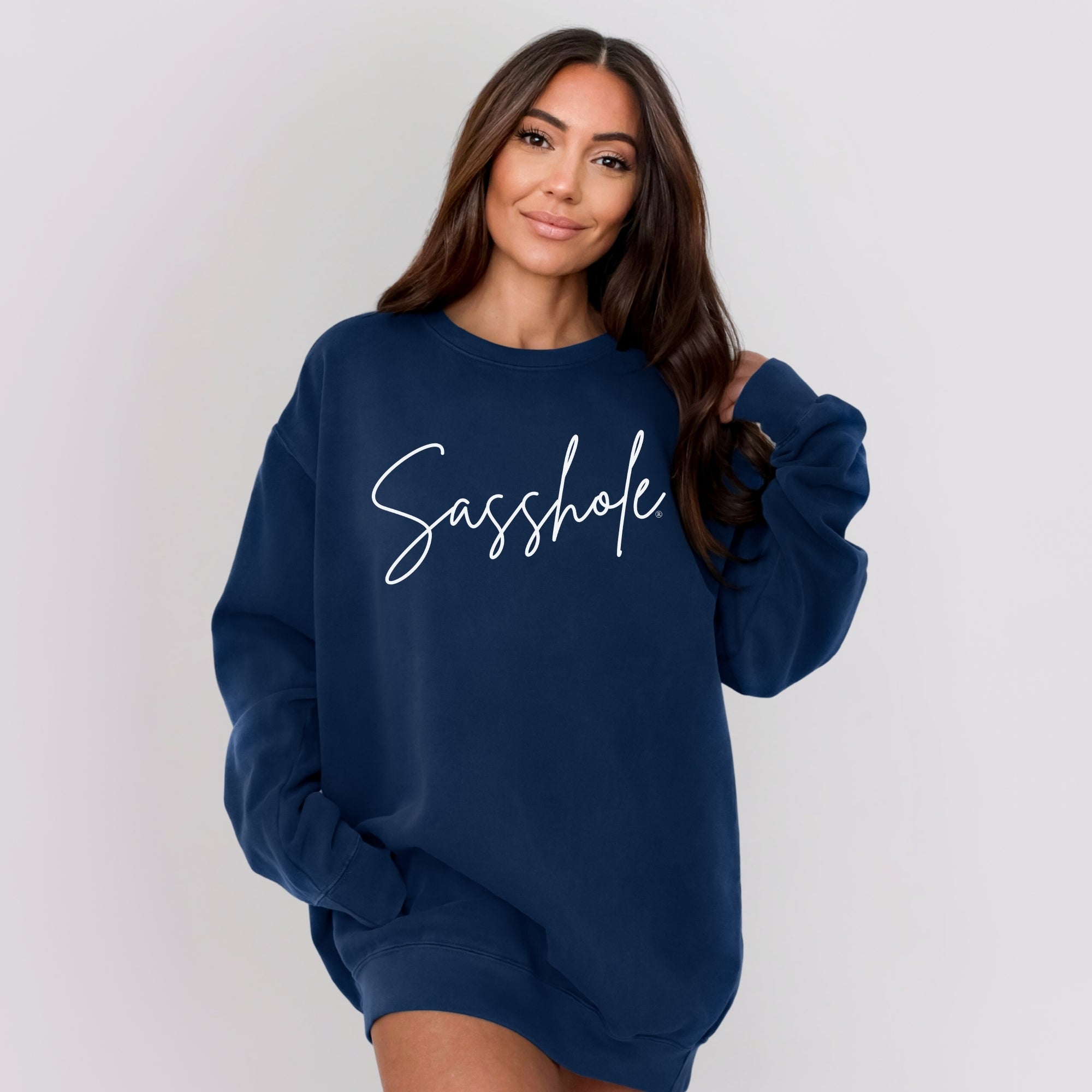 Image of Sasshole® Women’s Relaxed Fit Graphic Sweatshirt – Comfort Colors® Funny Pullover