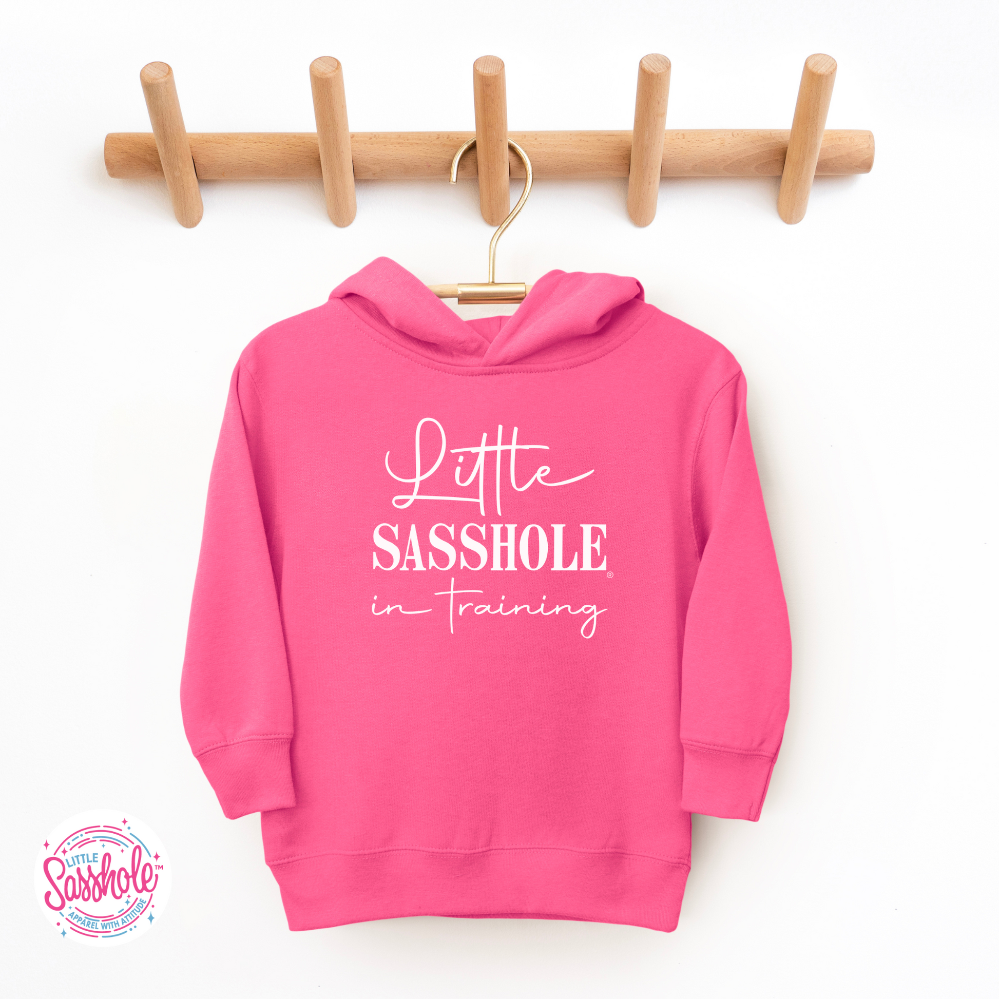 Little Sasshole Vintage Hot Pink Girls Toddler Hoodies