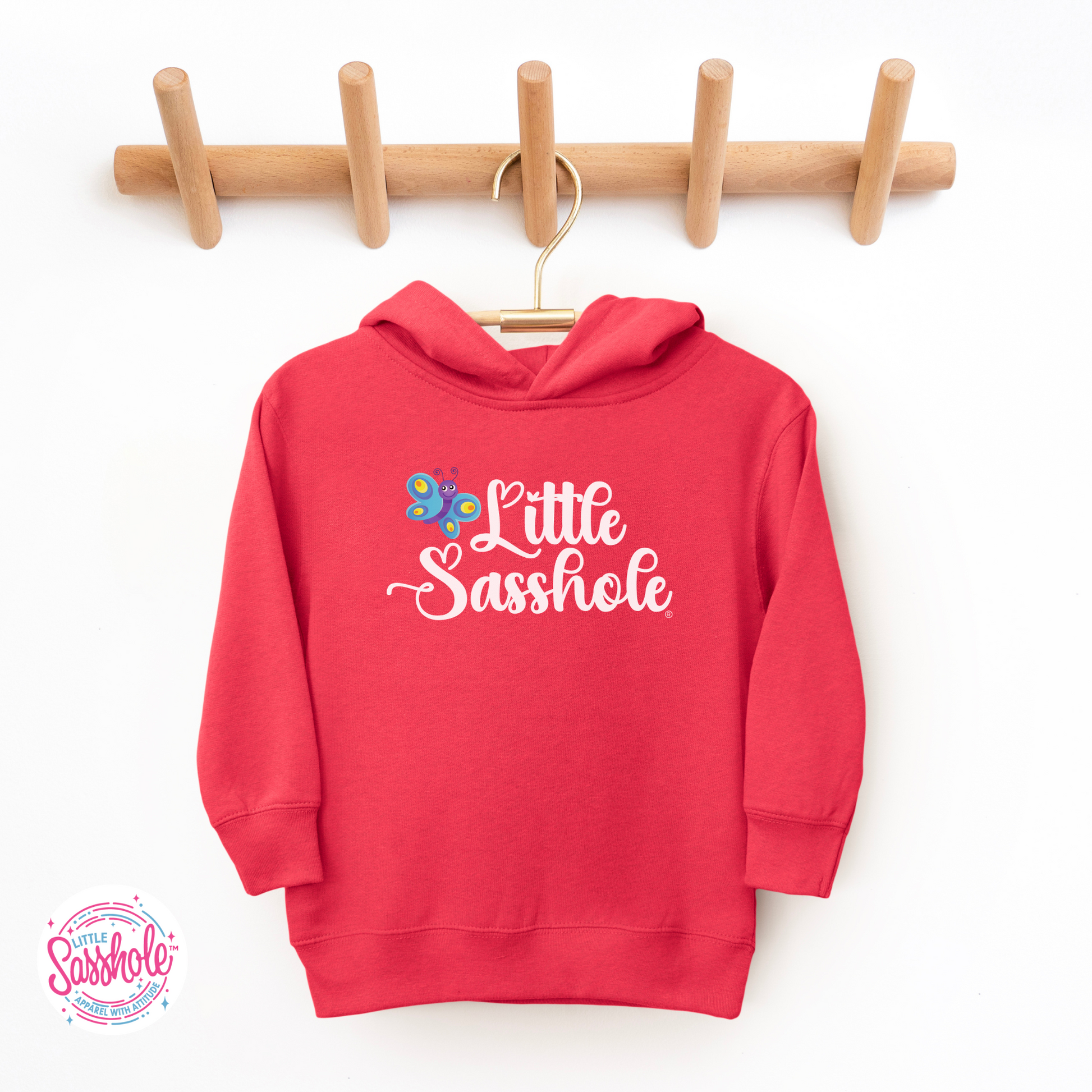 Little Sasshole Butterfly Vintage Red Toddler Hoodies