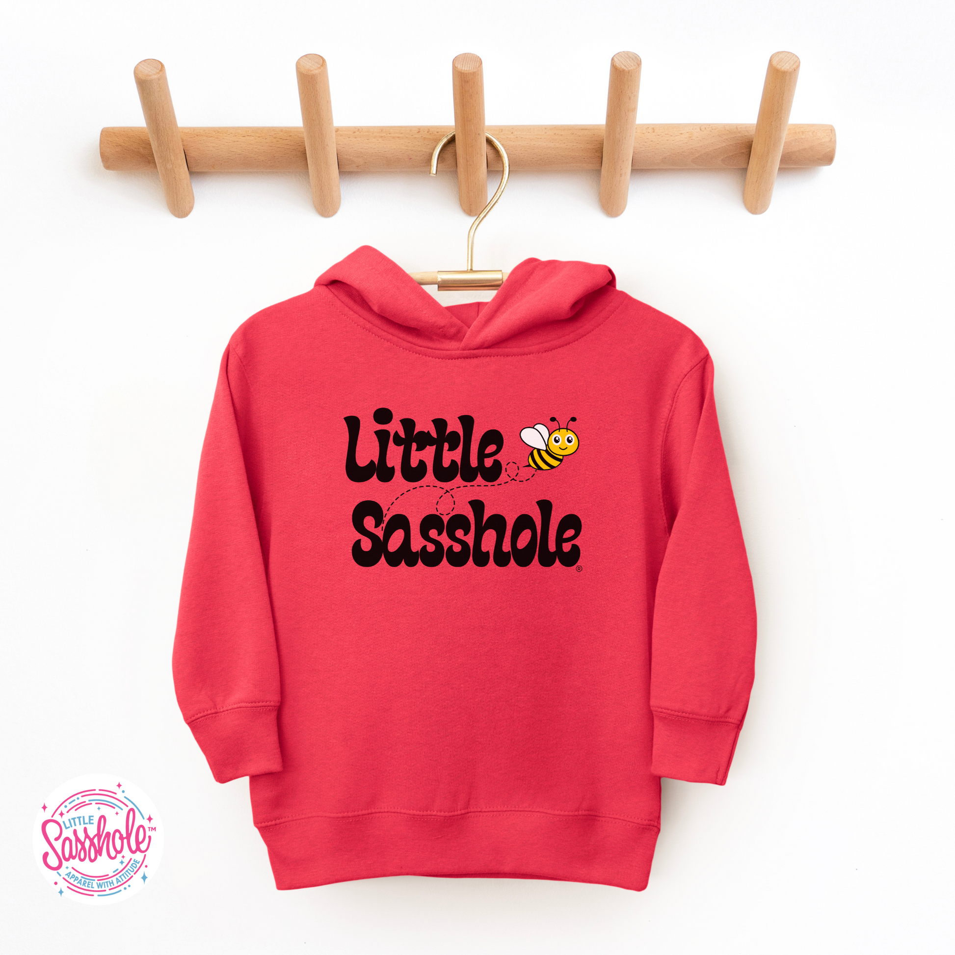 Little Sasshole Bumble Bee Vintage Red Toddler Hoodies