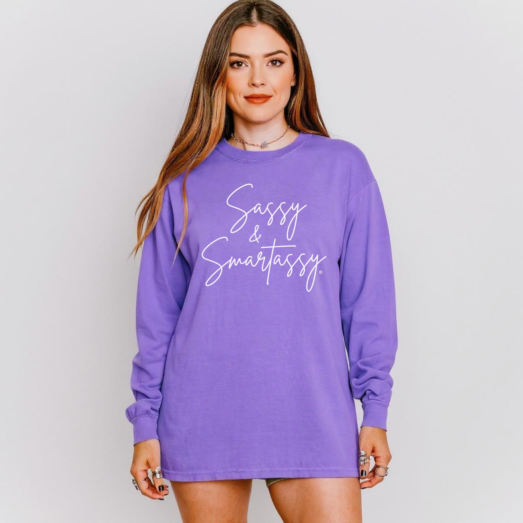 Image of Sassy & Smartassy® Women’s Long Sleeve Comfort Colors® Graphic Tee - Sassy Women's T-shirt