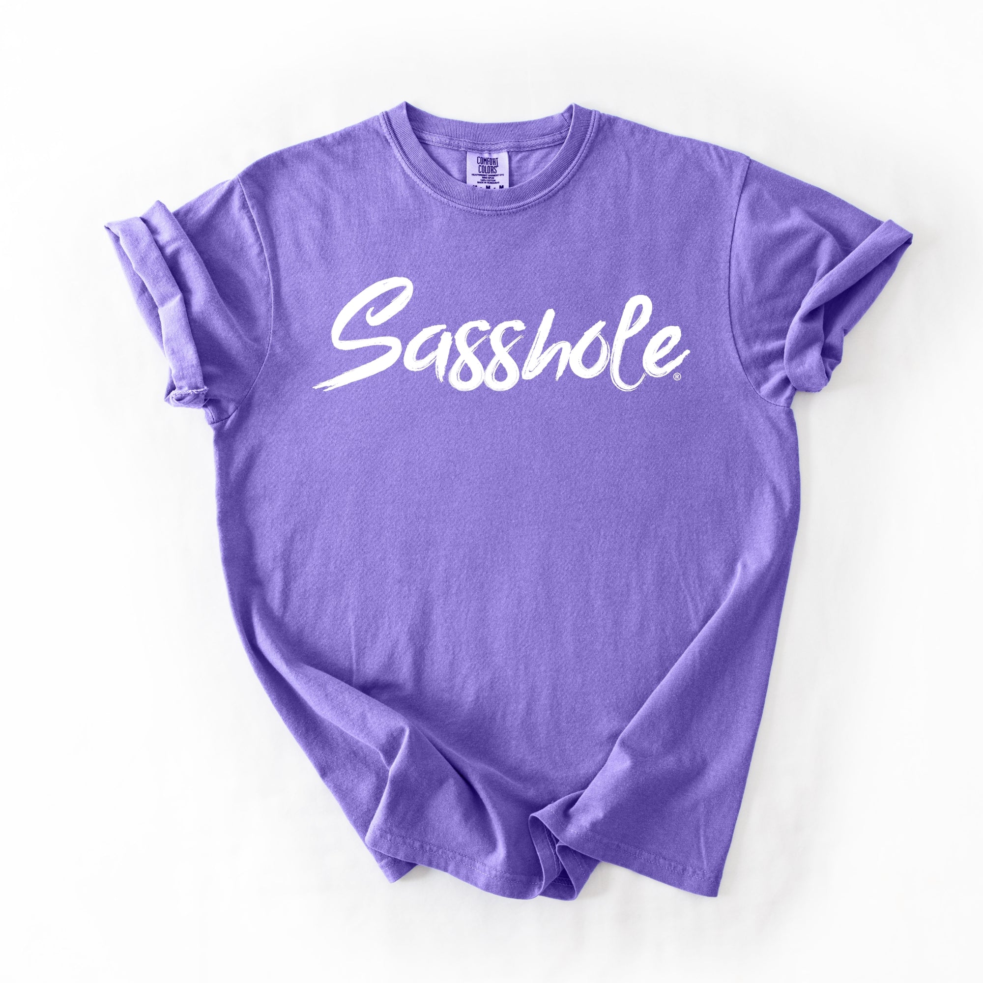 Image of Sasshole® Women’s Comfort Colors® Tee – Bold Logo Funny Graphic T-Shirt, Relaxed Fit Statement Shirt