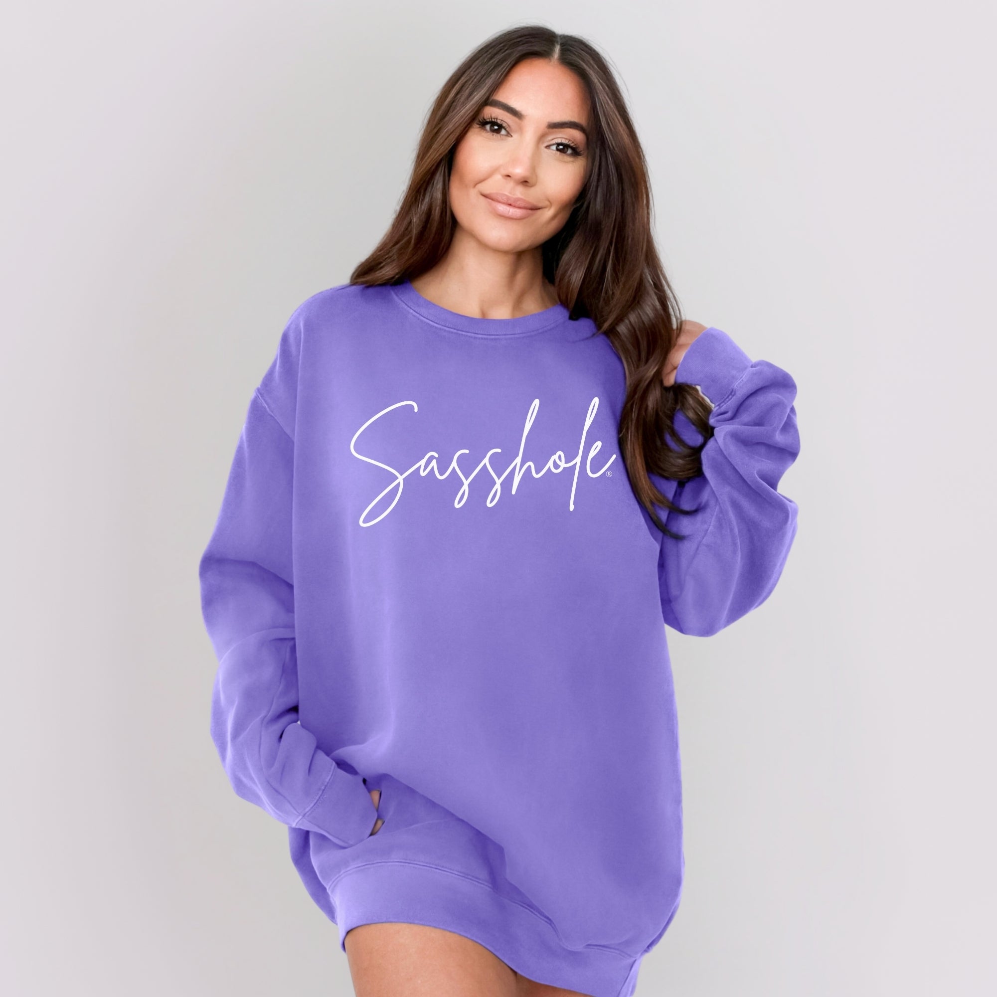 Image of Sasshole® Women’s Relaxed Fit Graphic Sweatshirt – Comfort Colors® Funny Pullover