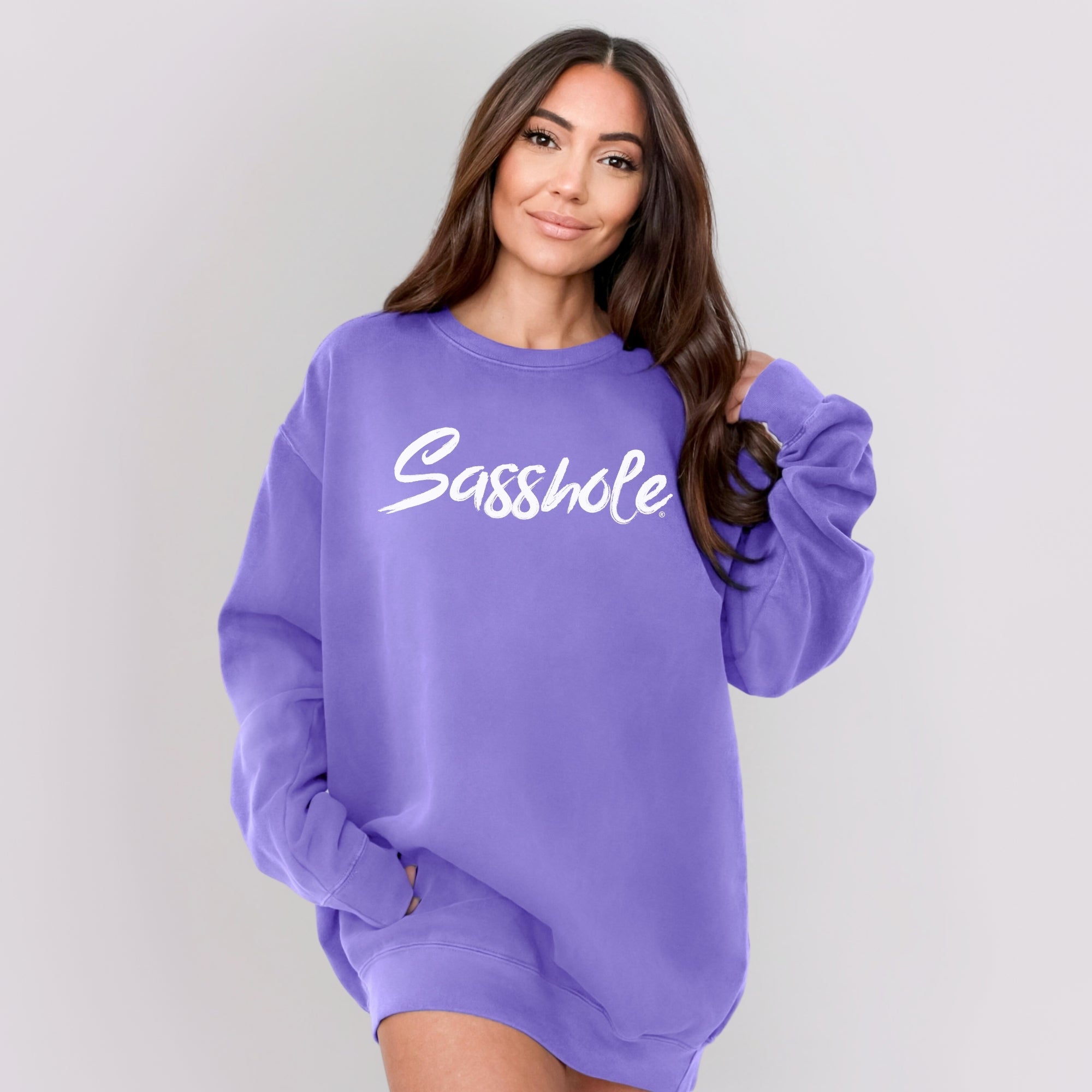 Image of Sasshole® Women’s Relaxed Fit Comfort Colors® Sweatshirt – Funny Graphic Pullover for Women