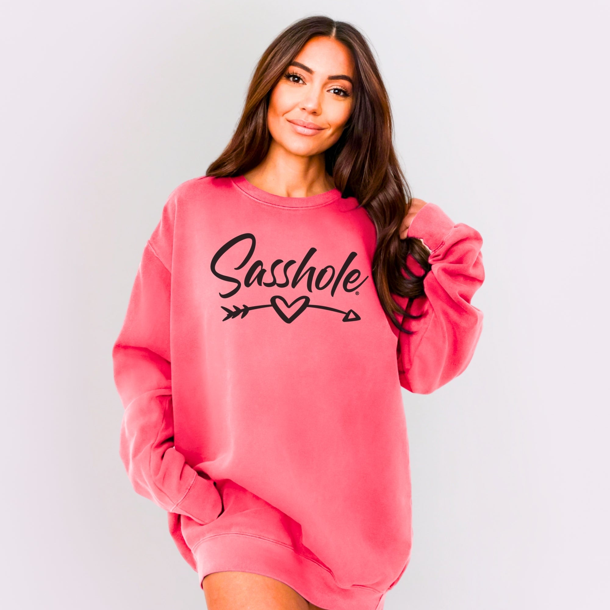 Image of Sasshole® Arrow Sweatshirt – Funny Women’s Comfort Colors® Relaxed Fit Pullover
