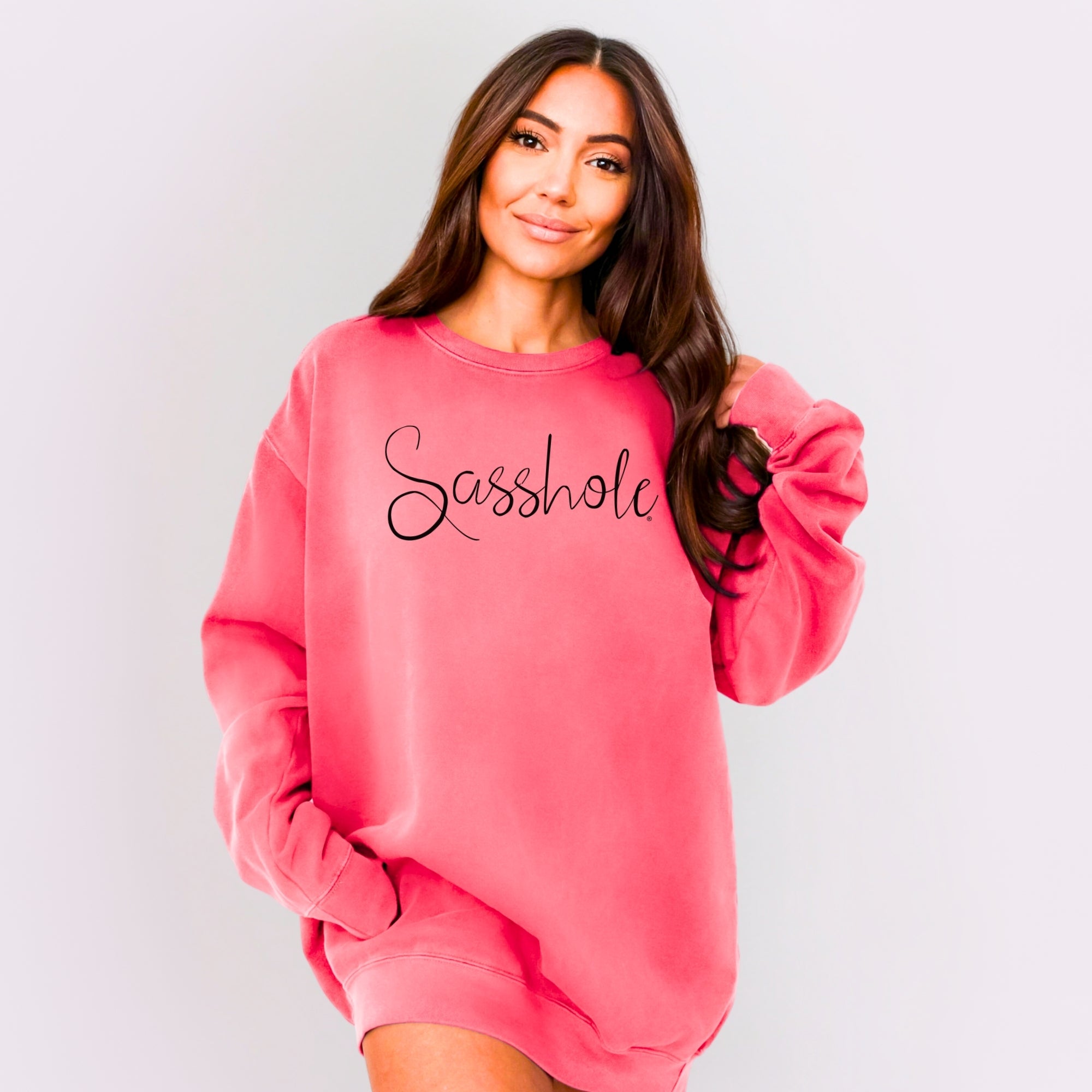 Image of Sasshole® Women’s Relaxed Fit Comfort Colors® Sweatshirt – Funny Graphic Pullover