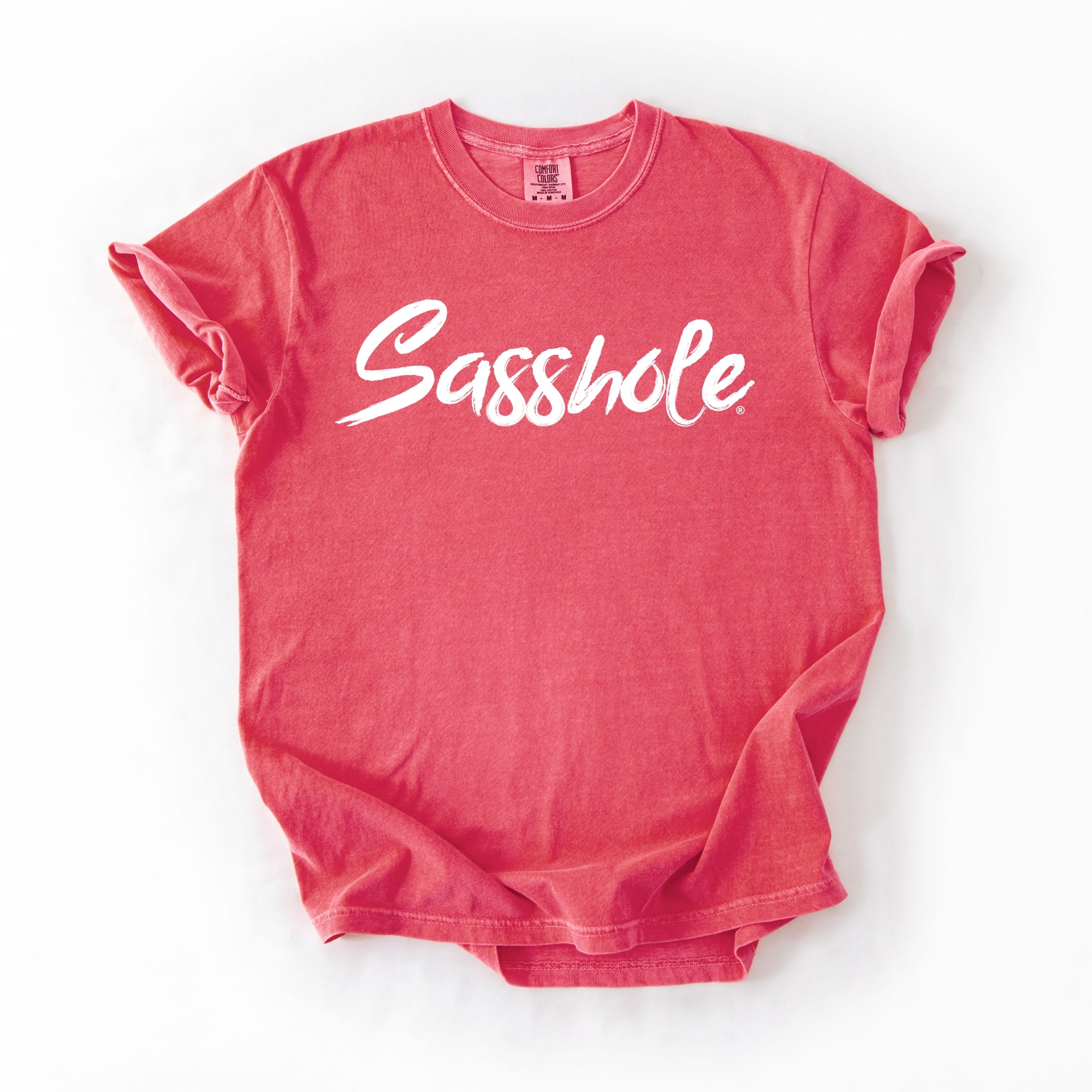 Image of Sasshole® Women’s Comfort Colors® Tee – Bold Logo Funny Graphic T-Shirt, Relaxed Fit Statement Shirt